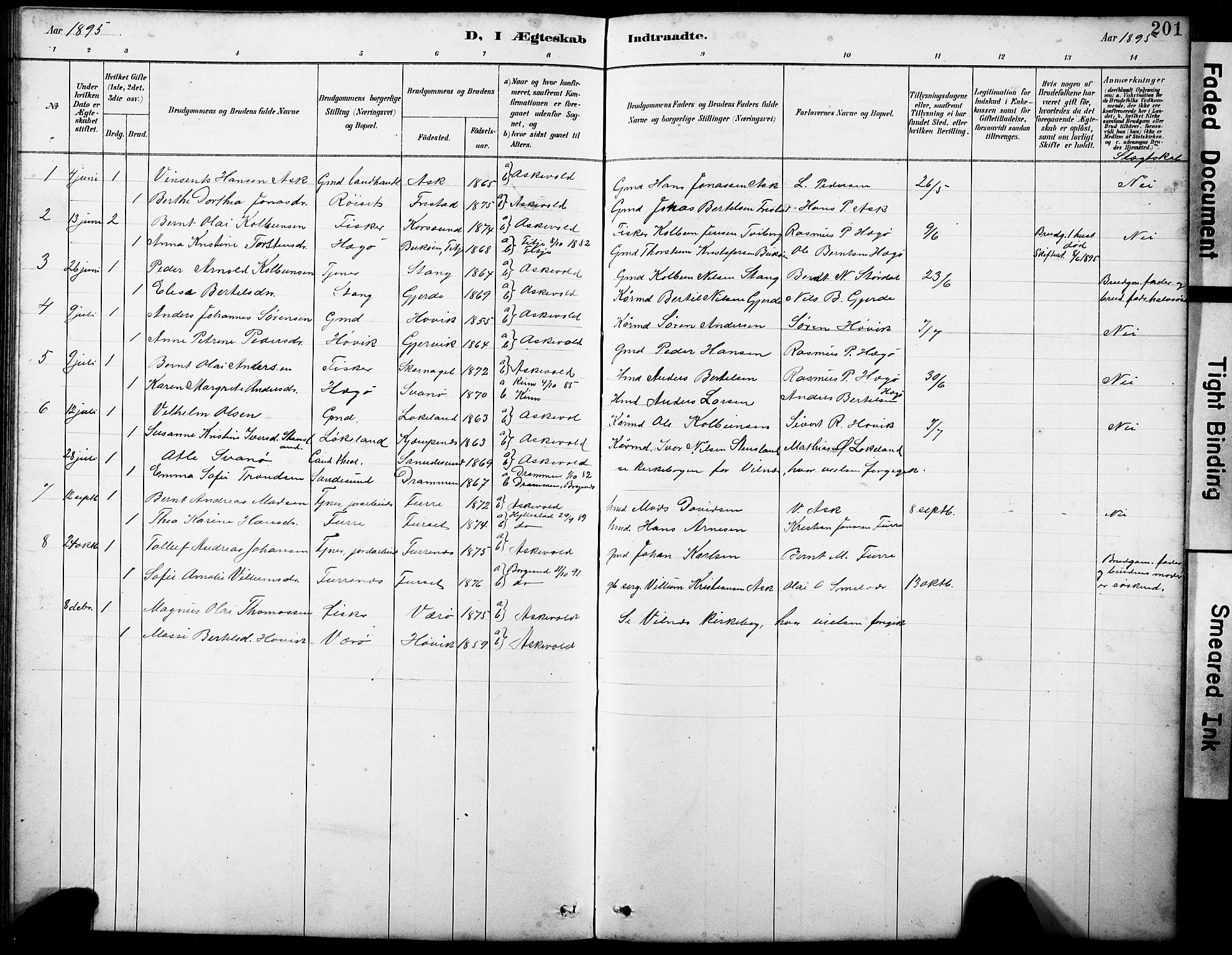 Askvoll sokneprestembete, SAB/A-79501/H/Hab/Haba/L0003: Parish register (copy) no. A 3, 1886-1928, p. 201