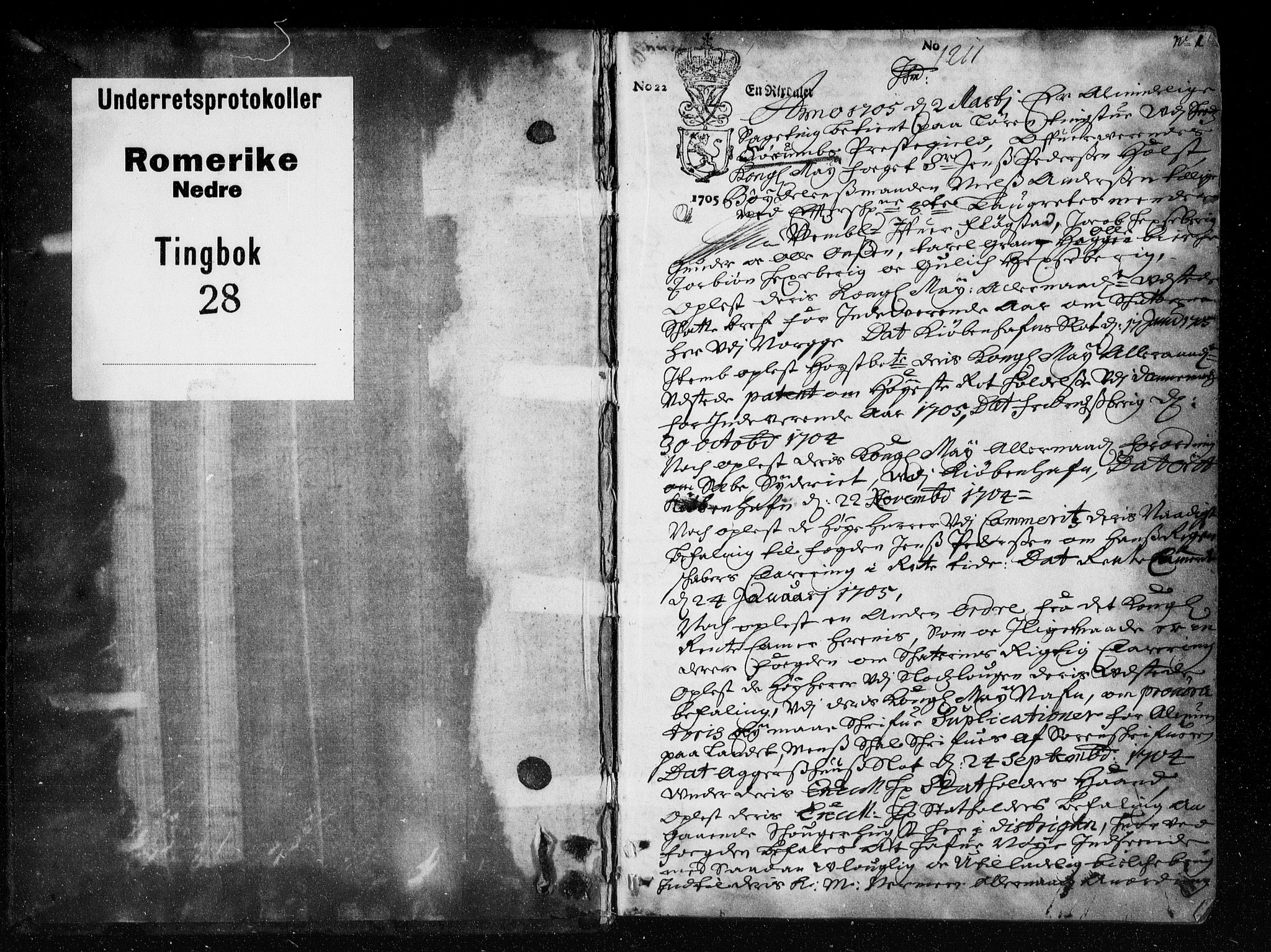 Nedre Romerike sorenskriveri, SAO/A-10469/F/Fb/L0028: Tingbok, 1705-1706, p. 0b-1a