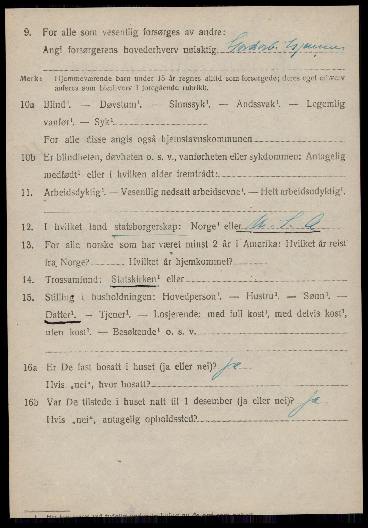 SAT, 1920 census for Vestnes, 1920, p. 3394