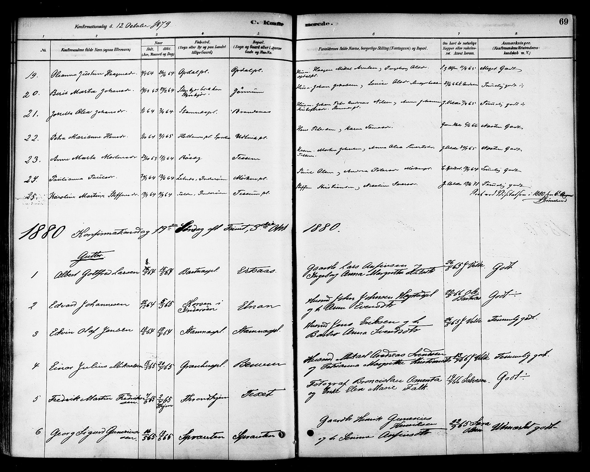 Ministerialprotokoller, klokkerbøker og fødselsregistre - Nord-Trøndelag, SAT/A-1458/741/L0395: Parish register (official) no. 741A09, 1878-1888, p. 69