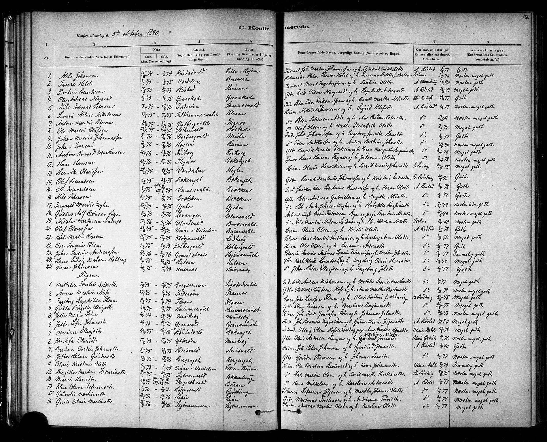 Ministerialprotokoller, klokkerbøker og fødselsregistre - Nord-Trøndelag, SAT/A-1458/721/L0208: Parish register (copy) no. 721C01, 1880-1917, p. 126