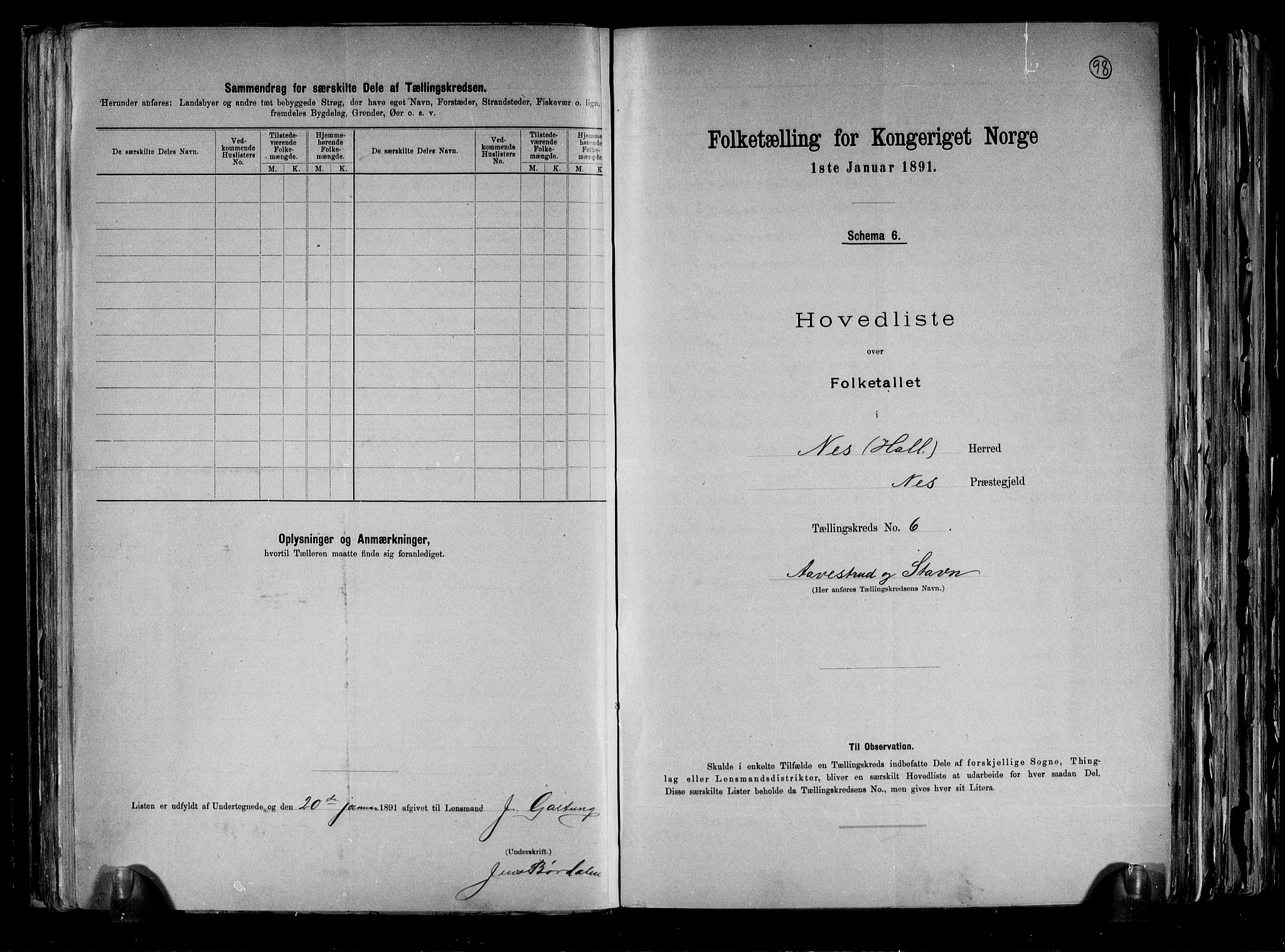 RA, 1891 census for 0616 Nes, 1891, p. 18