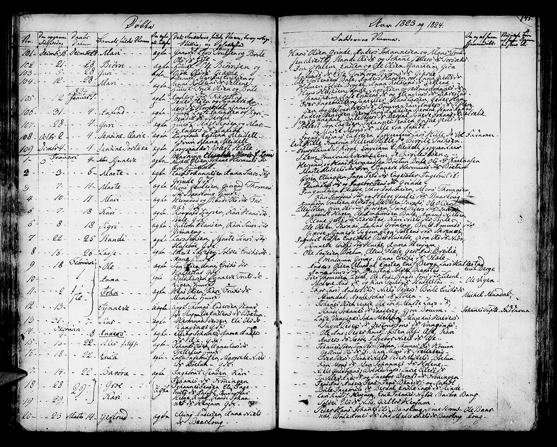 Leikanger sokneprestembete, SAB/A-81001: Parish register (official) no. A 6, 1810-1838, p. 145