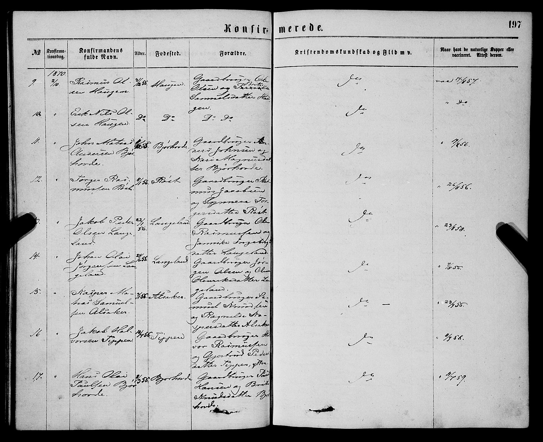 Eid sokneprestembete, AV/SAB-A-82301/H/Haa/Haaa/L0010: Parish register (official) no. A 10, 1867-1878, p. 197