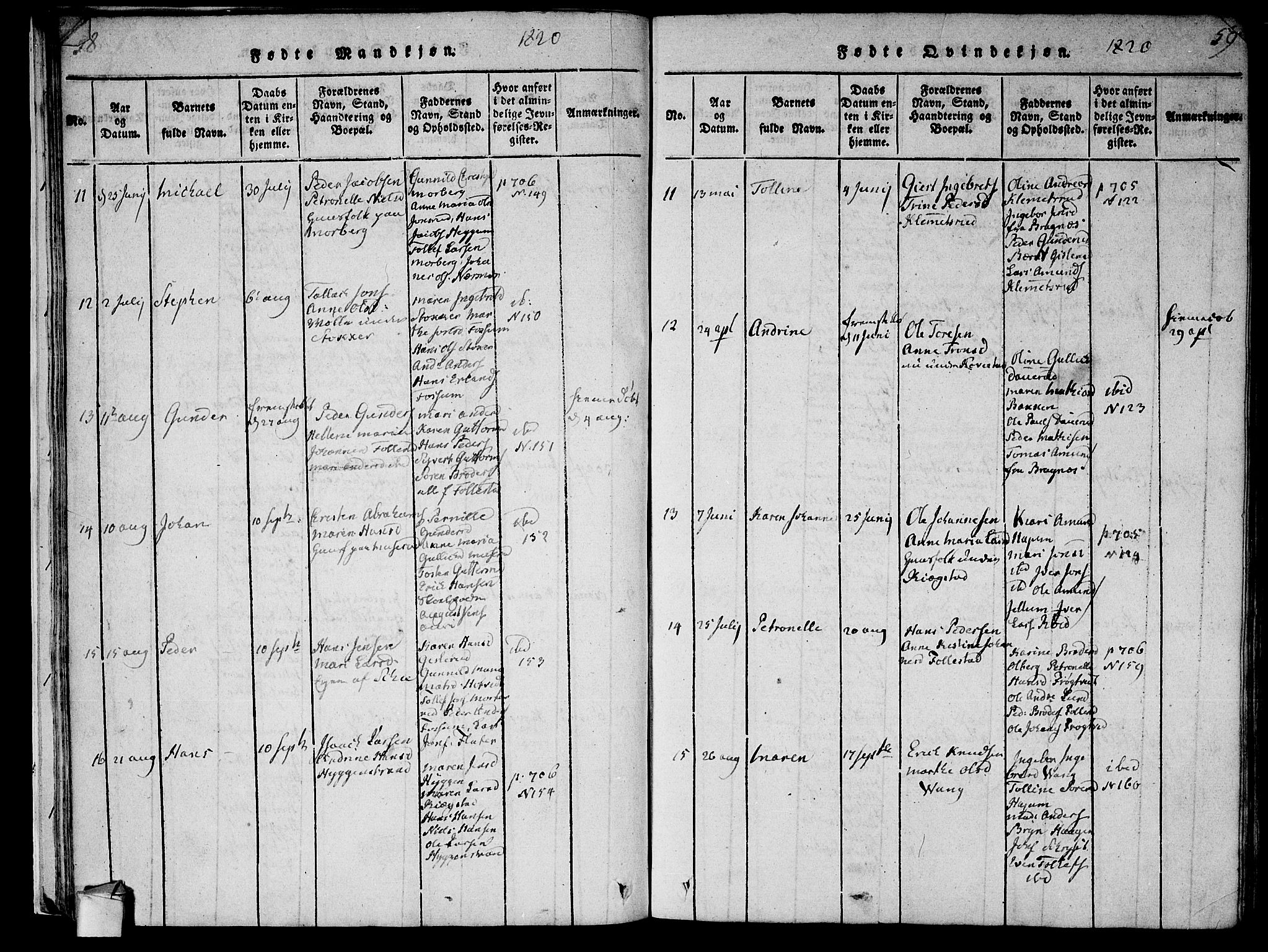 Røyken kirkebøker, AV/SAKO-A-241/F/Fa/L0004: Parish register (official) no. 4, 1814-1832, p. 58-59