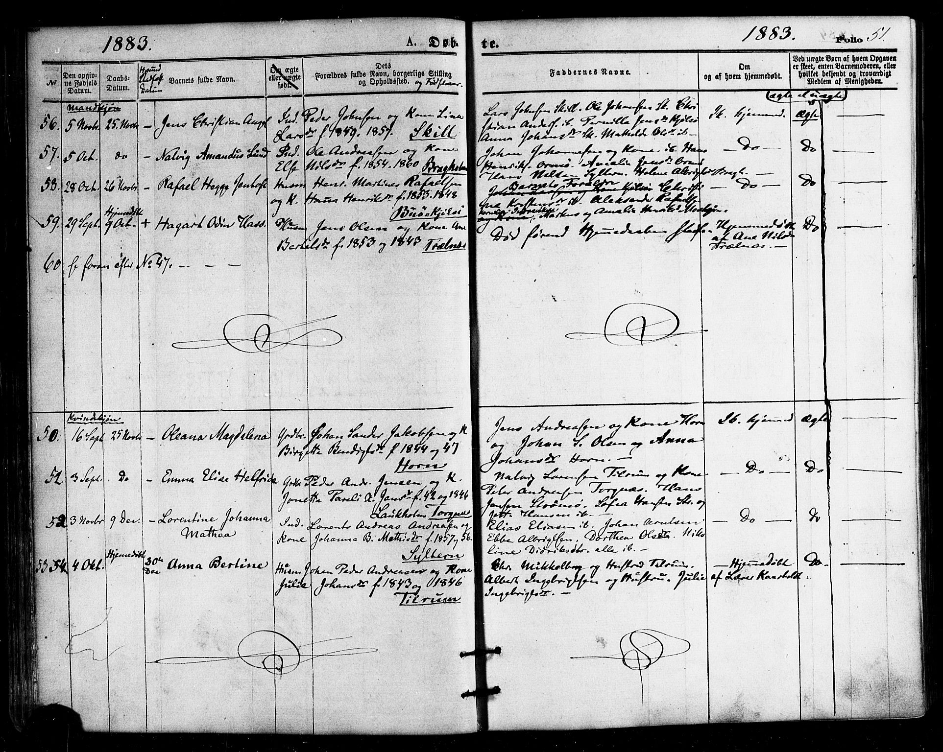 Ministerialprotokoller, klokkerbøker og fødselsregistre - Nordland, SAT/A-1459/813/L0199: Parish register (official) no. 813A09, 1875-1885, p. 51