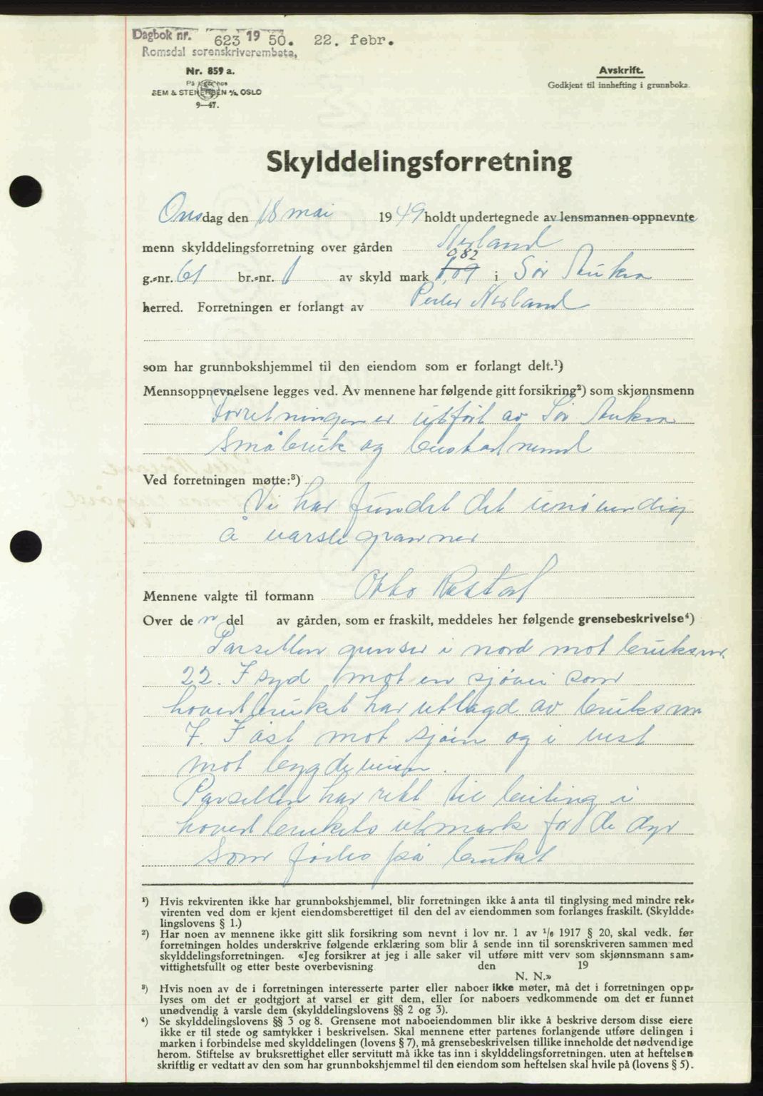 Romsdal sorenskriveri, AV/SAT-A-4149/1/2/2C: Mortgage book no. A32, 1950-1950, Diary no: : 623/1950