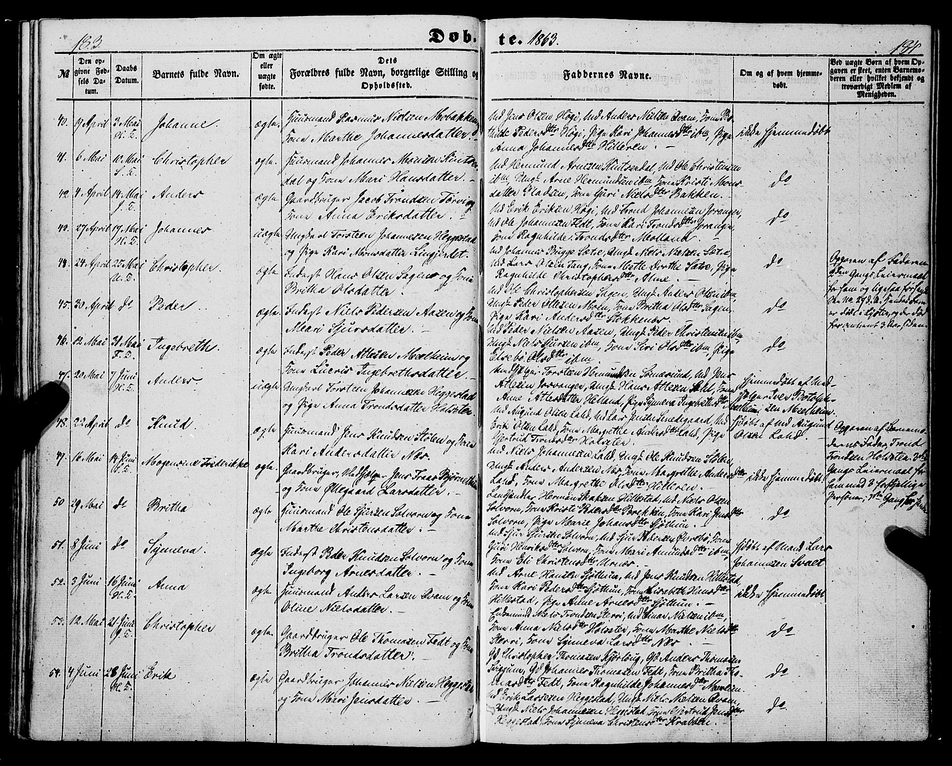 Hafslo sokneprestembete, AV/SAB-A-80301/H/Haa/Haaa/L0009: Parish register (official) no. A 9, 1852-1873, p. 183-184