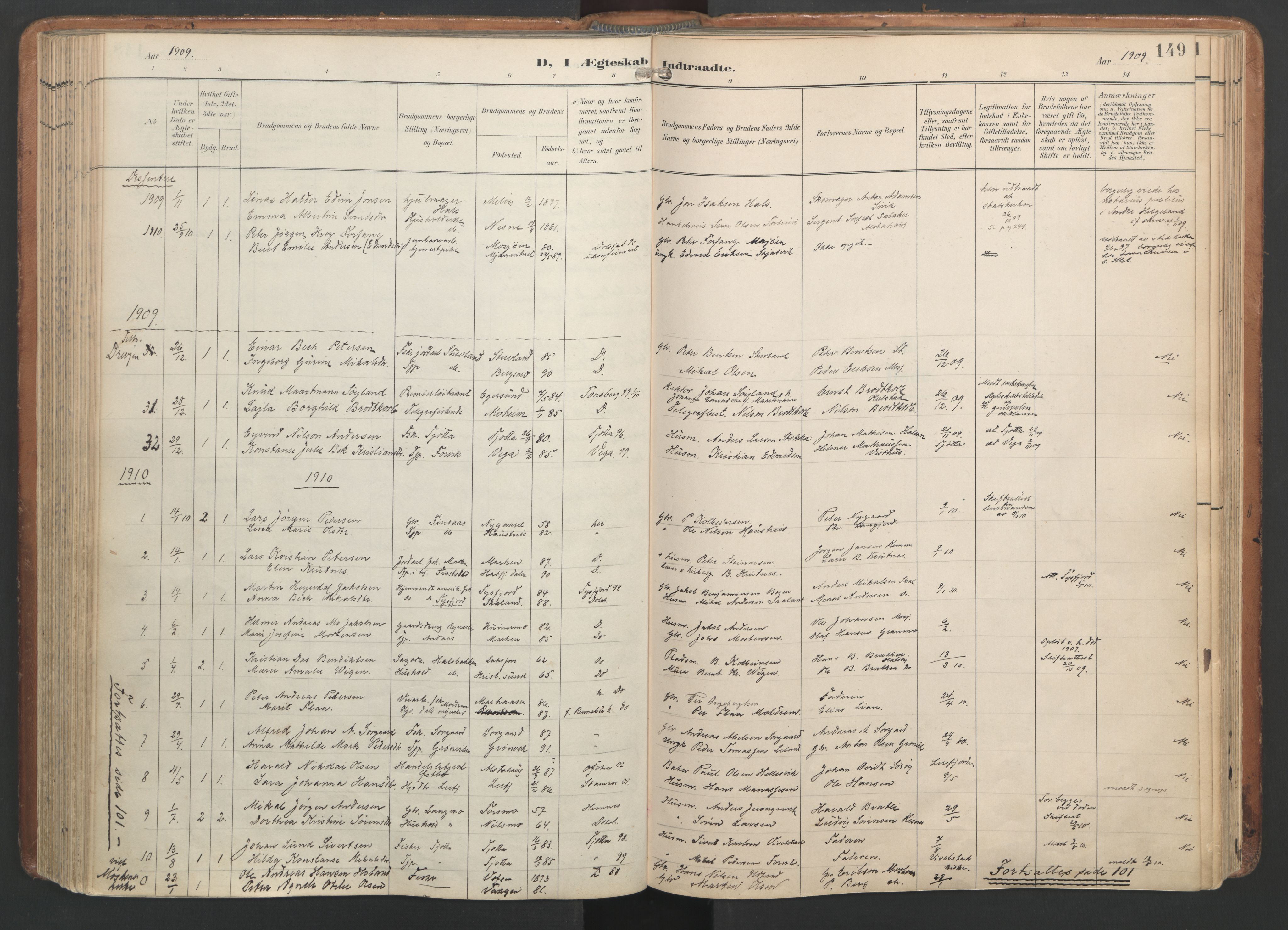 Ministerialprotokoller, klokkerbøker og fødselsregistre - Nordland, AV/SAT-A-1459/820/L0298: Parish register (official) no. 820A19, 1897-1915, p. 149