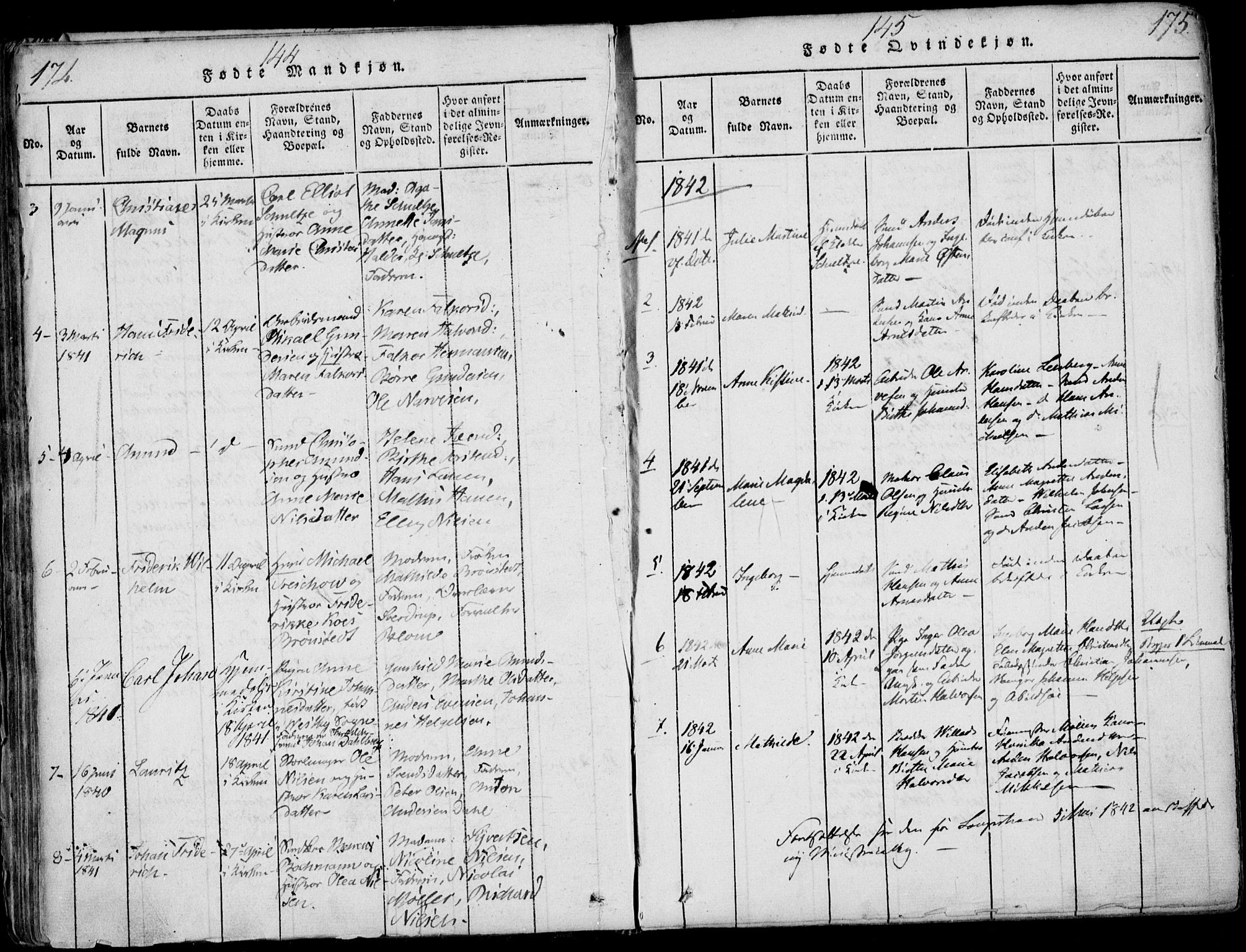 Larvik kirkebøker, SAKO/A-352/F/Fb/L0002: Parish register (official) no. II 2, 1818-1842, p. 174-175