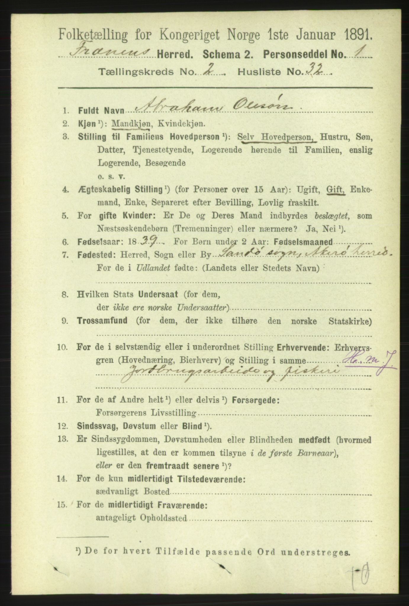 RA, 1891 census for 1548 Fræna, 1891, p. 659