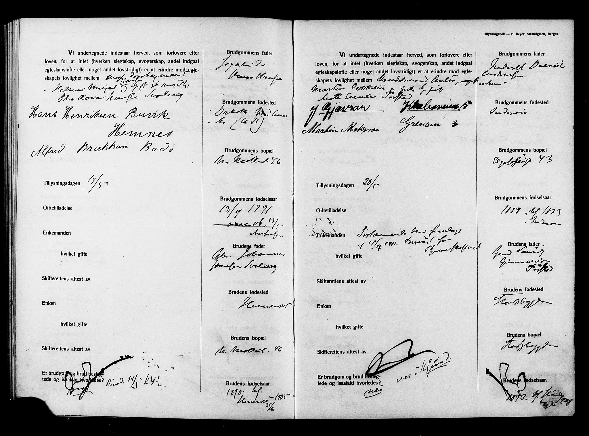 Ministerialprotokoller, klokkerbøker og fødselsregistre - Sør-Trøndelag, AV/SAT-A-1456/604/L0194: Banns register no. 604A15, 1912-1916