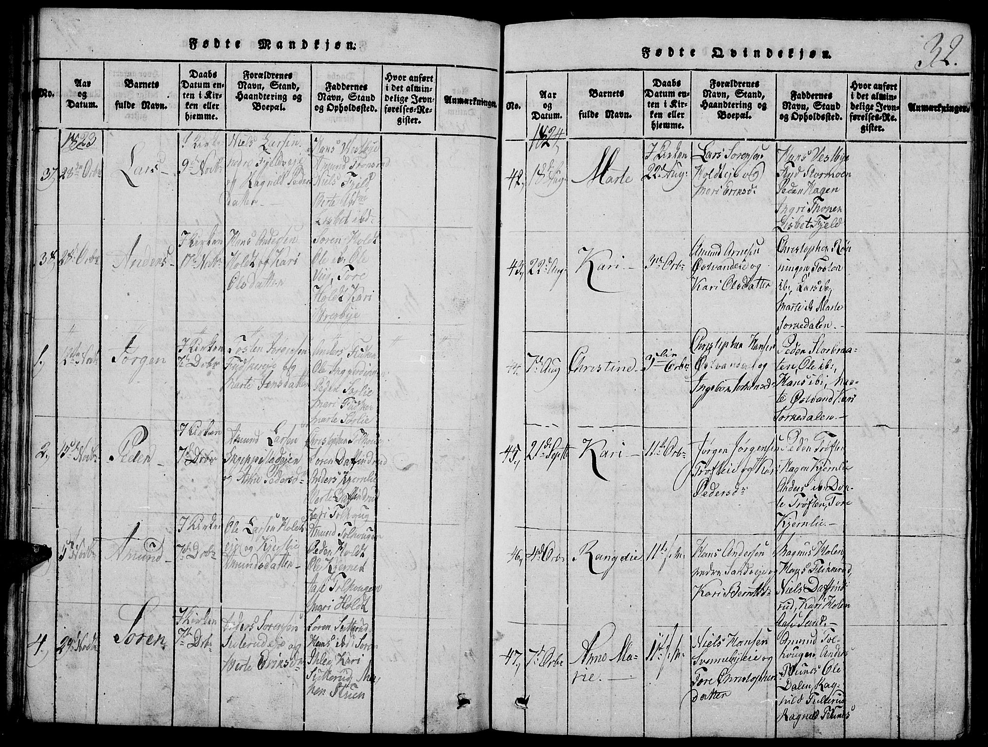 Nord-Odal prestekontor, AV/SAH-PREST-032/H/Ha/Hab/L0001: Parish register (copy) no. 1, 1819-1838, p. 32