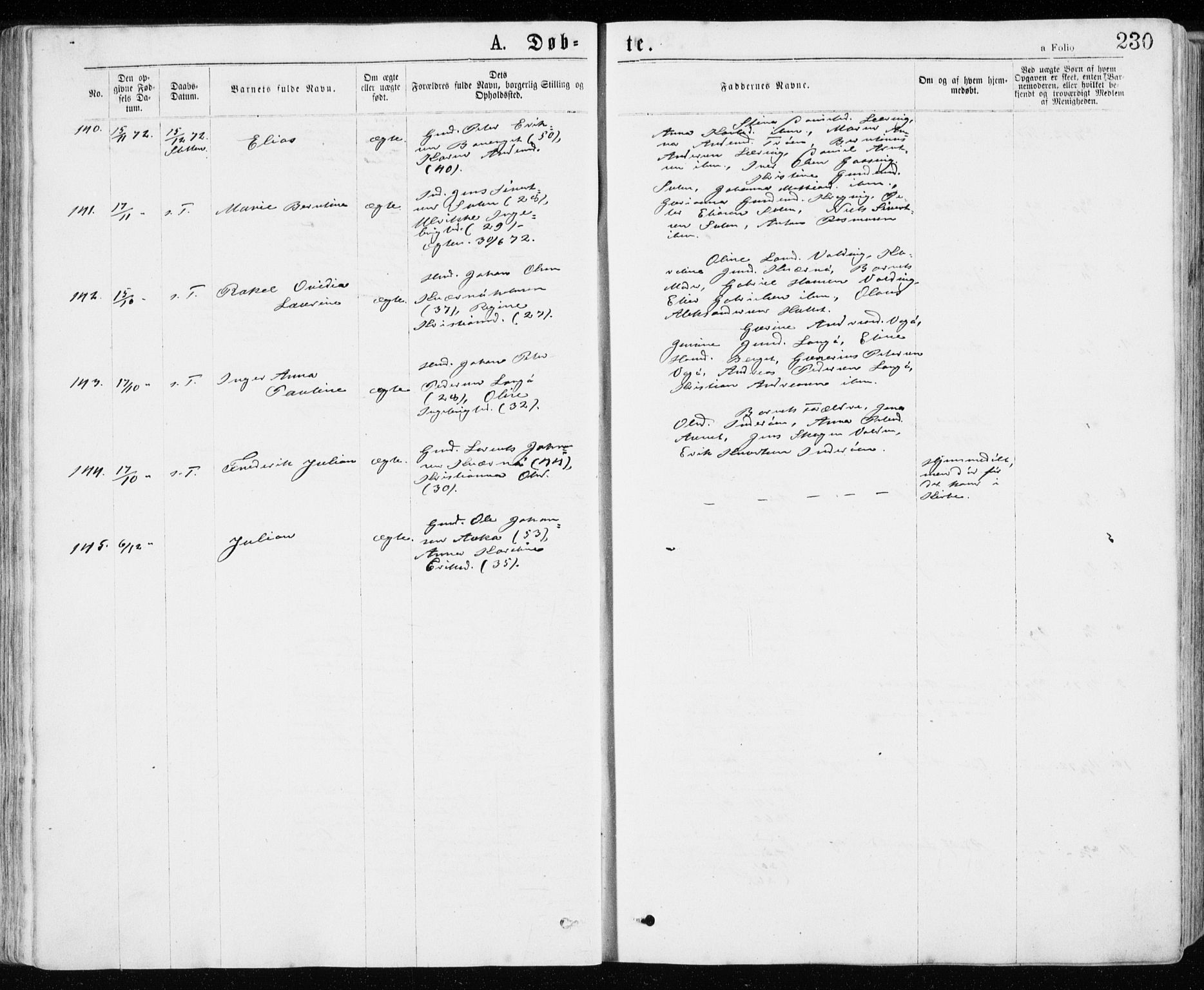 Ministerialprotokoller, klokkerbøker og fødselsregistre - Sør-Trøndelag, SAT/A-1456/640/L0576: Parish register (official) no. 640A01, 1846-1876, p. 230