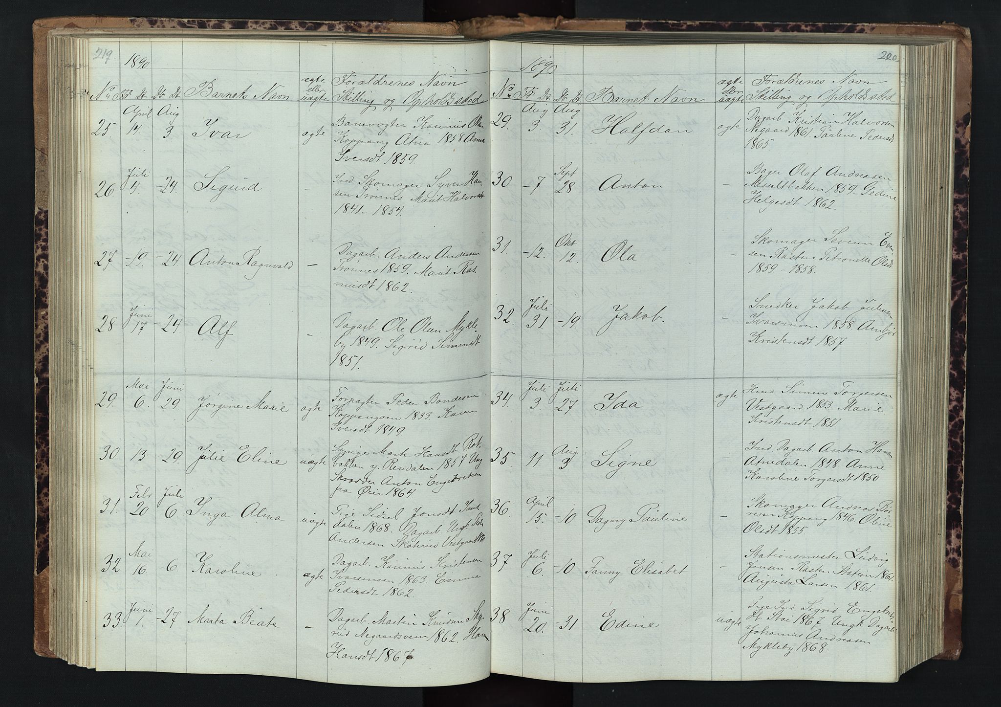 Stor-Elvdal prestekontor, SAH/PREST-052/H/Ha/Hab/L0001: Parish register (copy) no. 1 /1, 1860-1894, p. 219-220