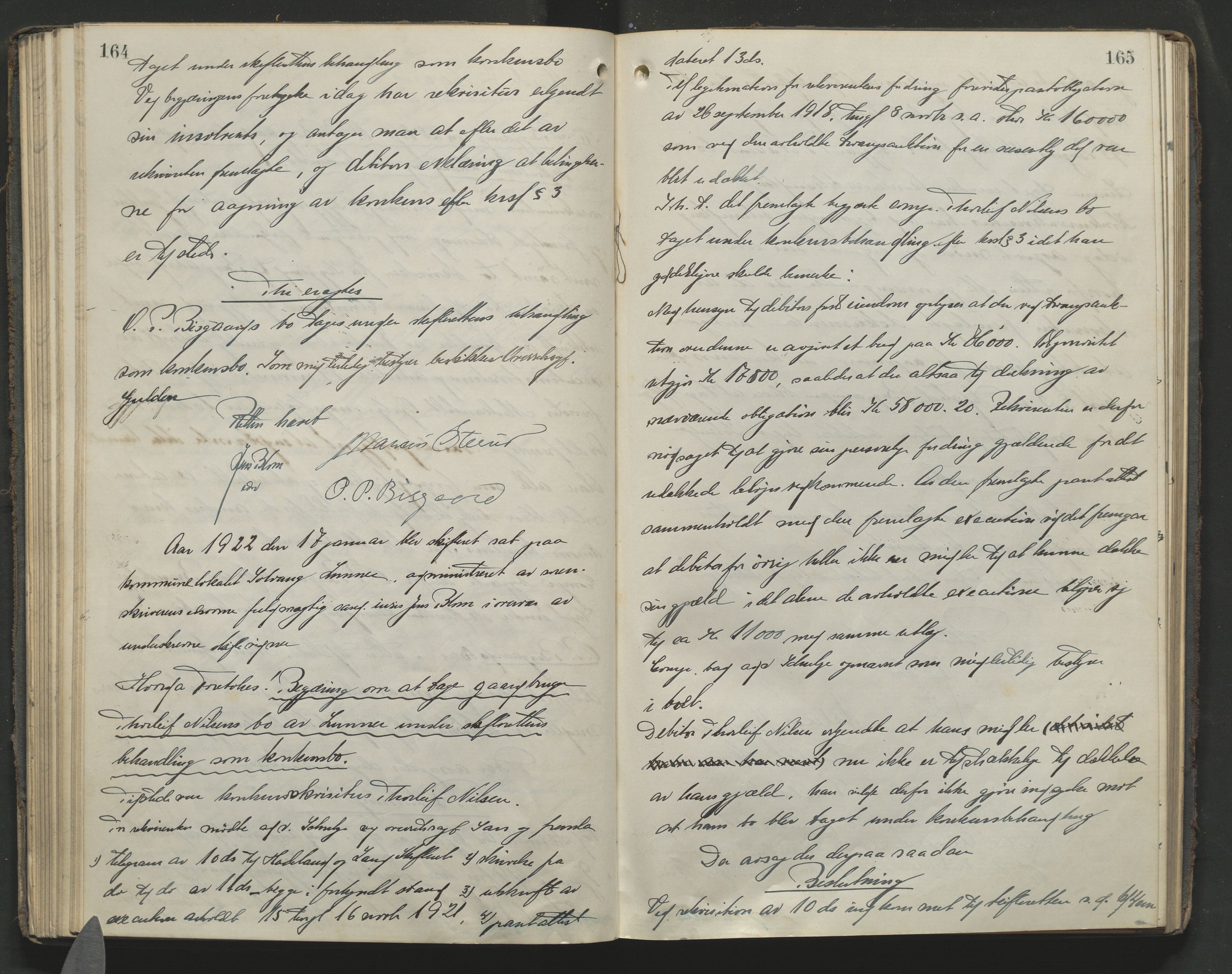 Hadeland og Land tingrett, AV/SAH-TING-010/J/Jc/L0012: Skifteforhandlingsprotokoll, 1920-1923, p. 164-165