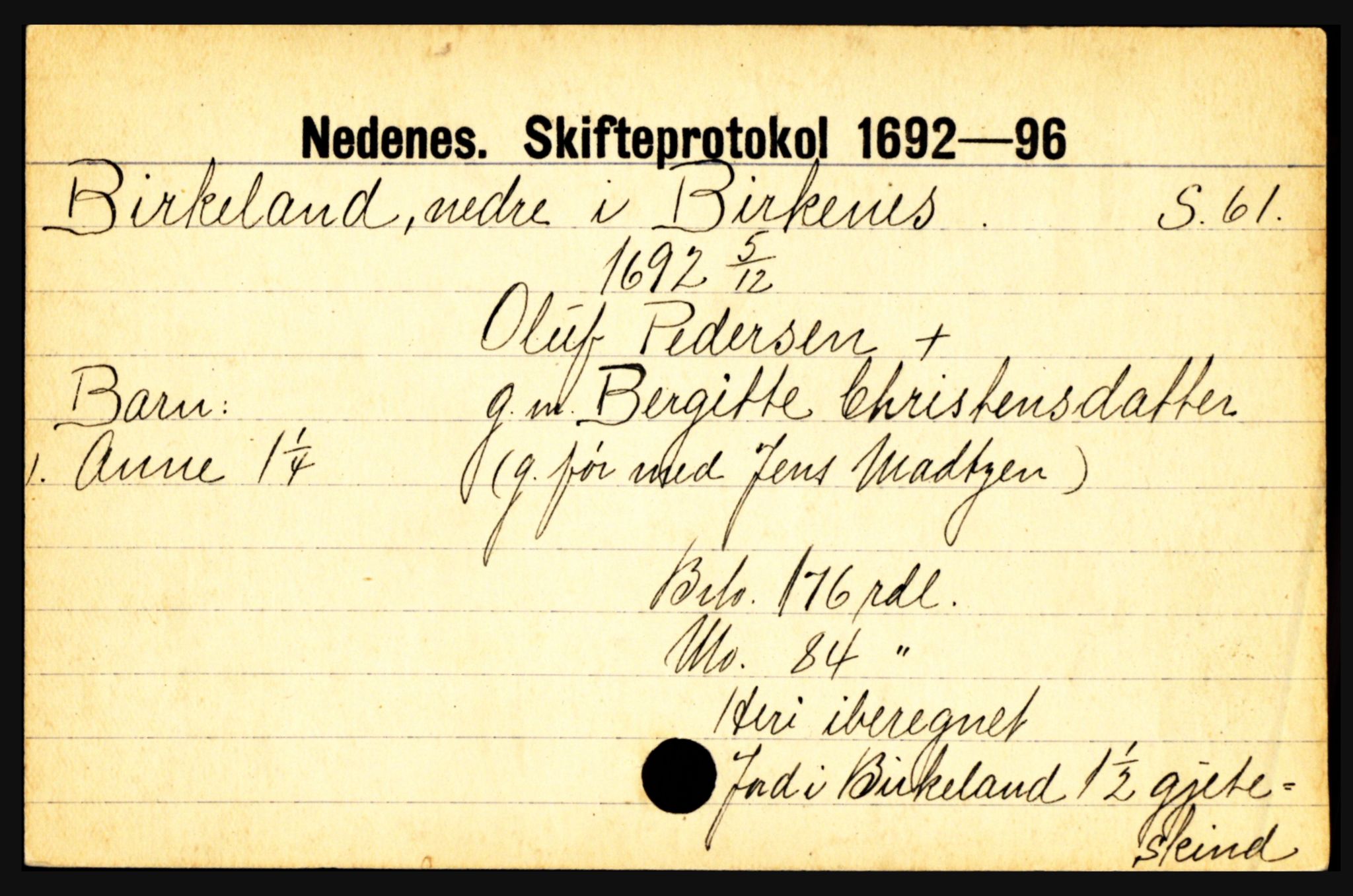 Nedenes sorenskriveri før 1824, SAK/1221-0007/H, p. 2467