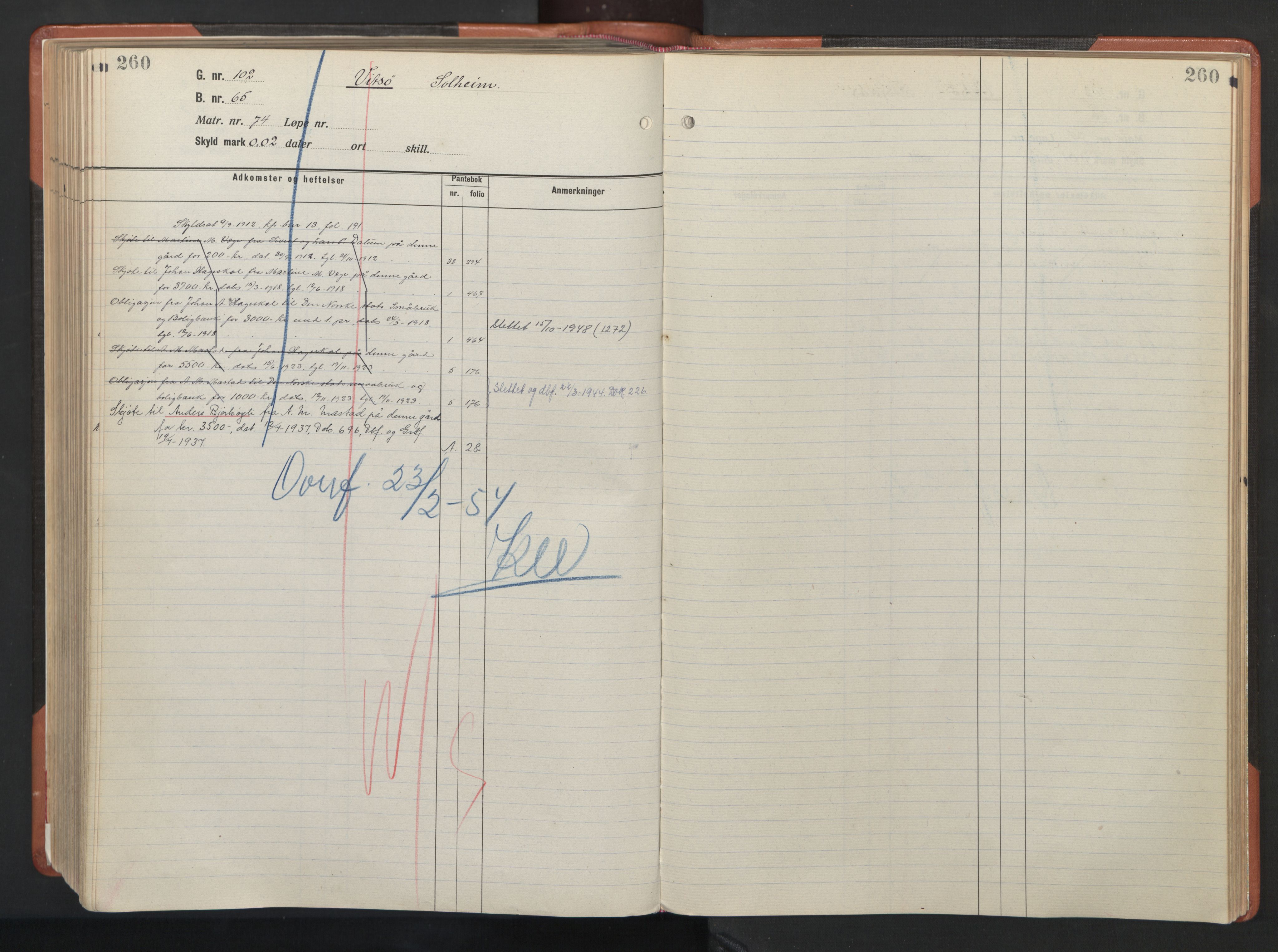 Hitra sorenskriveri, AV/SAT-A-0018/2/2A/L0022: Mortgage register no. 22, p. 260
