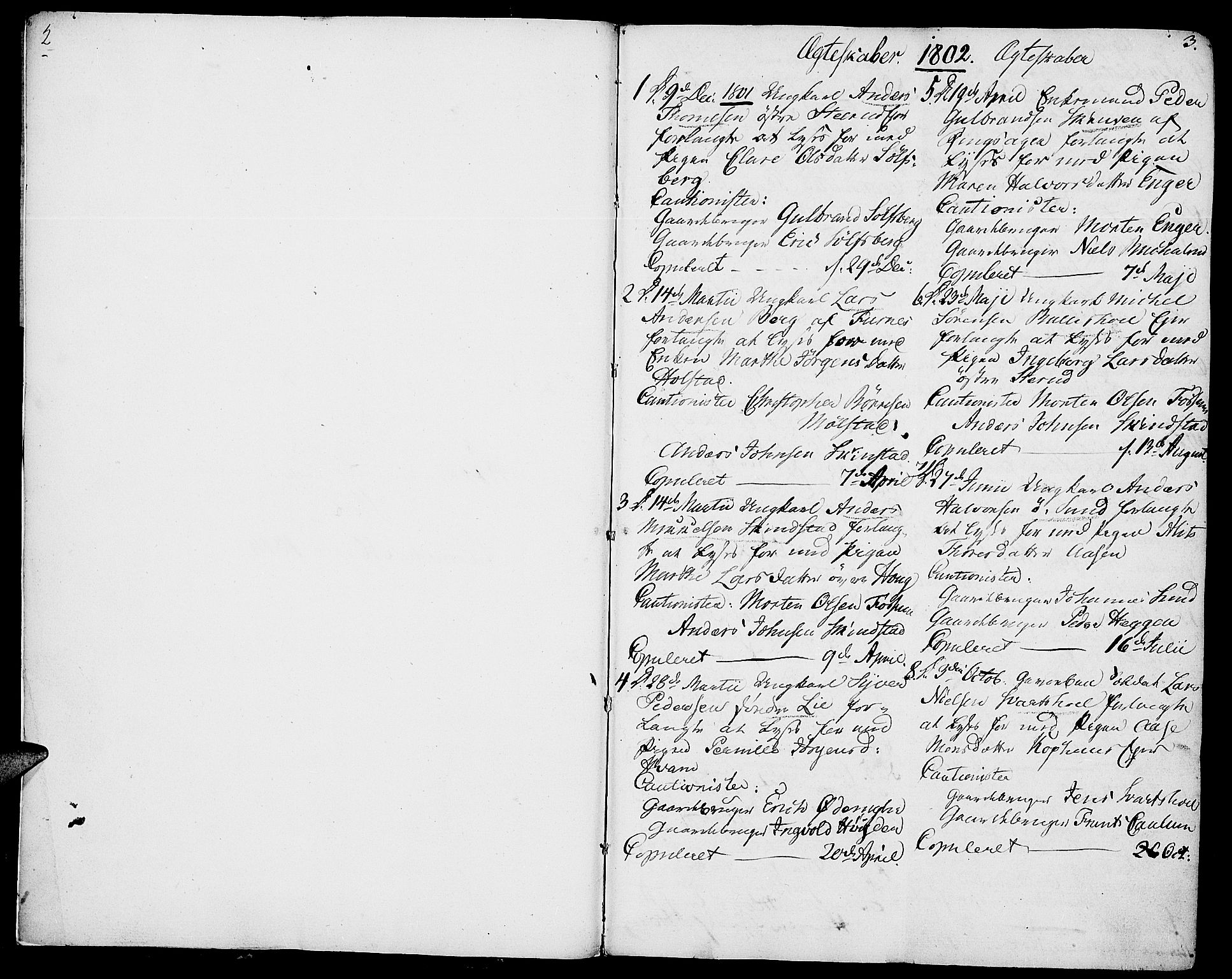 Nes prestekontor, Hedmark, SAH/PREST-020/K/Ka/L0001: Parish register (official) no. 1, 1802-1814, p. 2-3