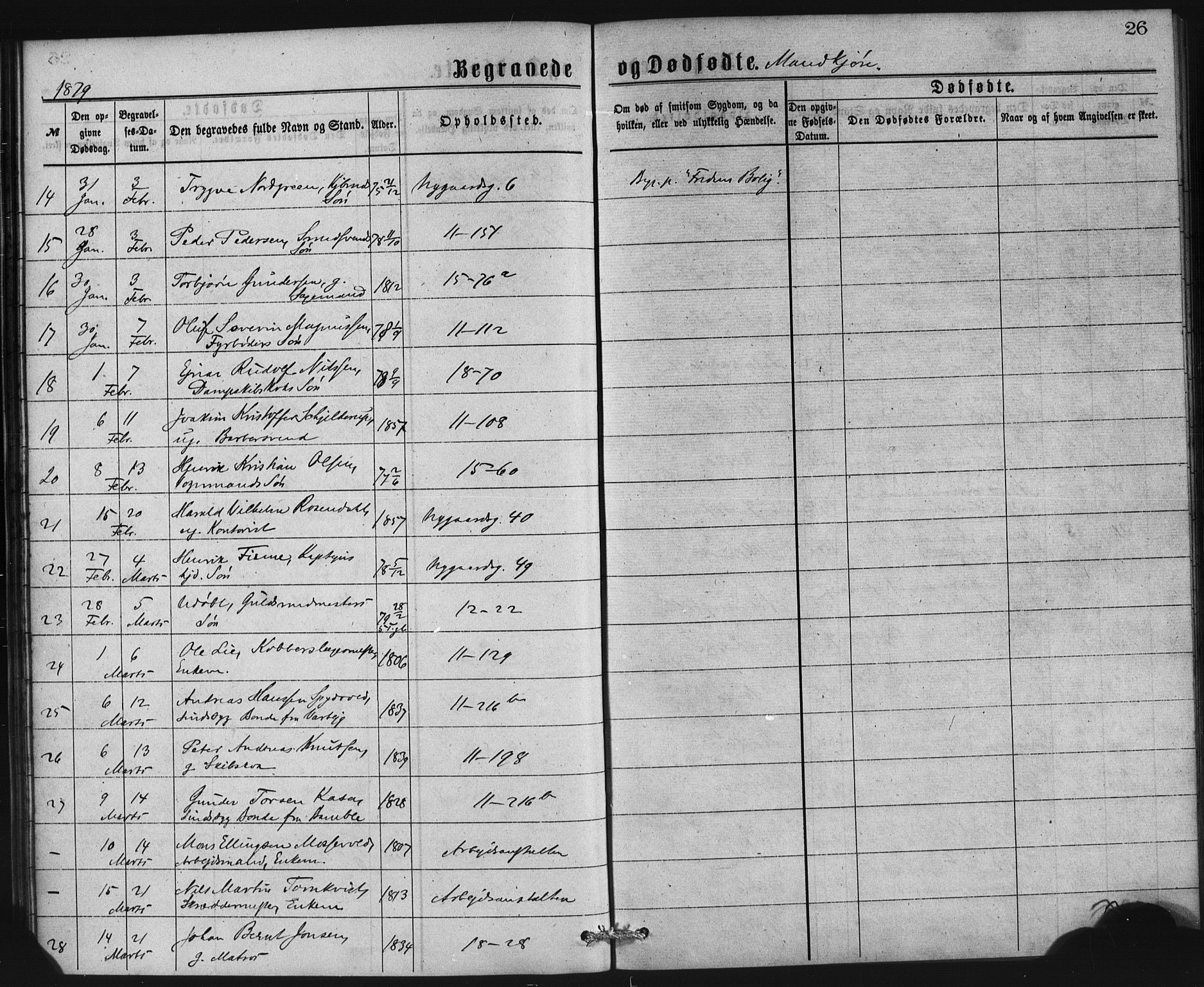 Domkirken sokneprestembete, SAB/A-74801/H/Haa: Parish register (official) no. E 4, 1877-1881, p. 26