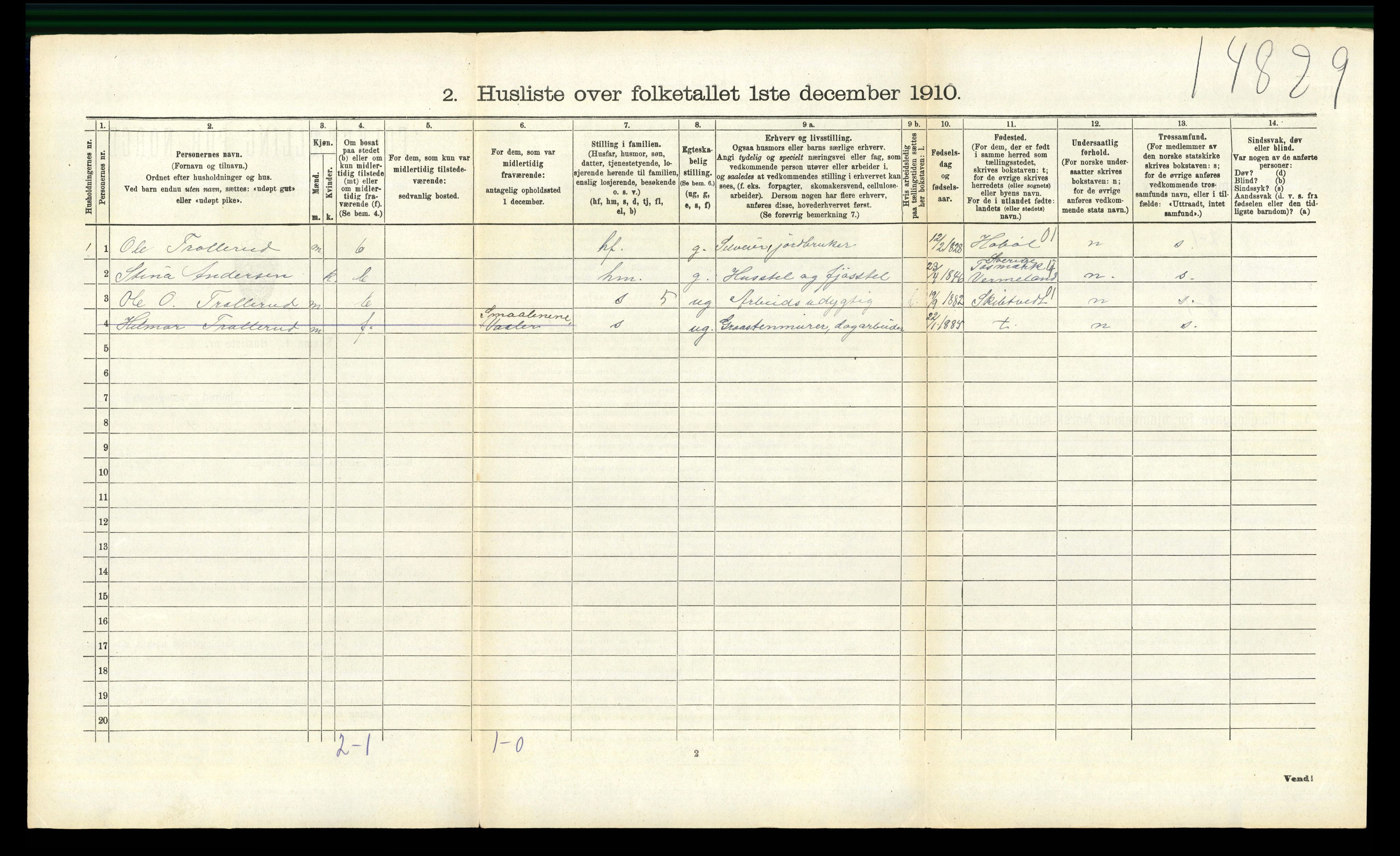 RA, 1910 census for Spydeberg, 1910, p. 238