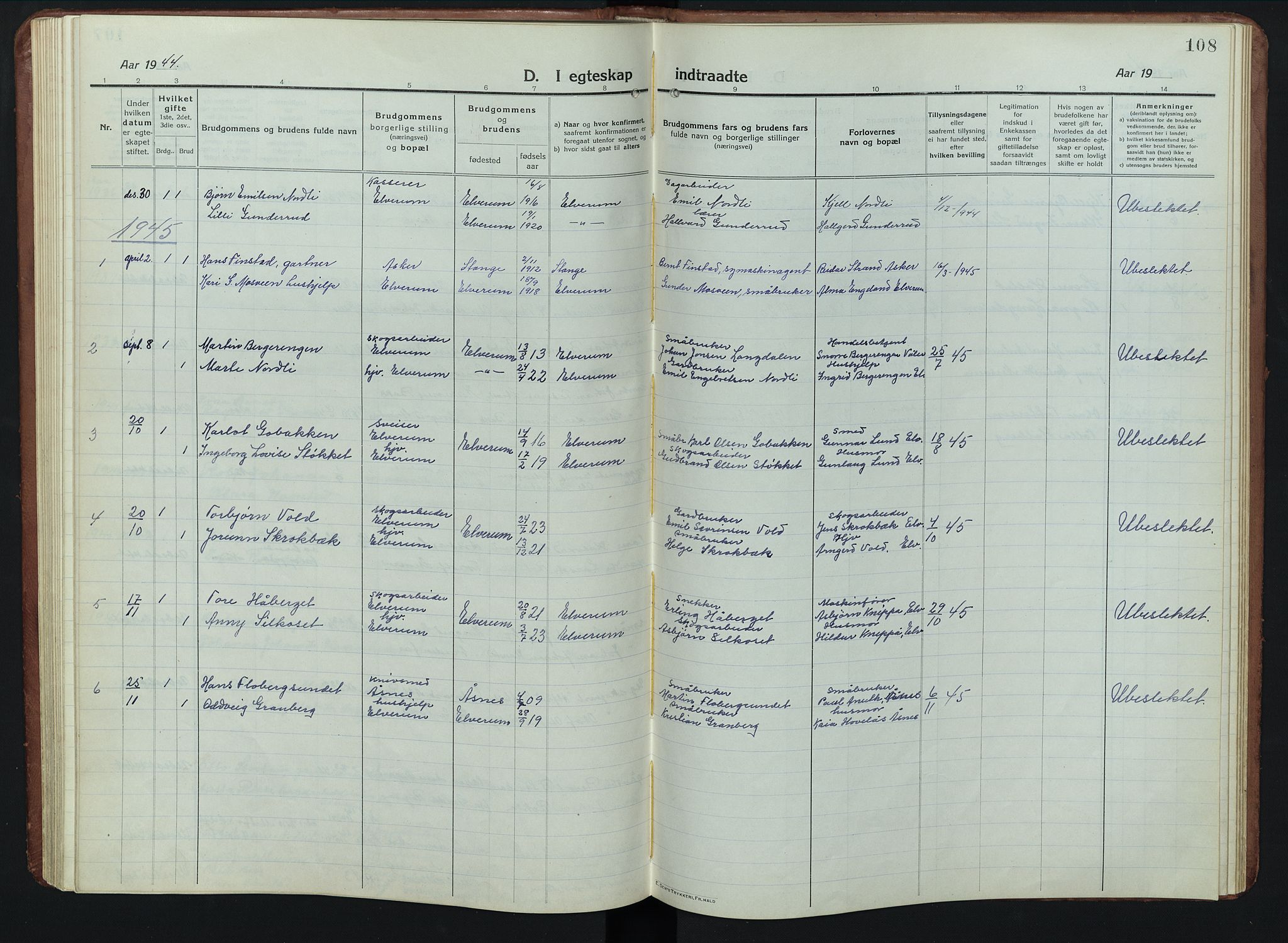 Elverum prestekontor, AV/SAH-PREST-044/H/Ha/Hab/L0011: Parish register (copy) no. 11, 1915-1947, p. 108