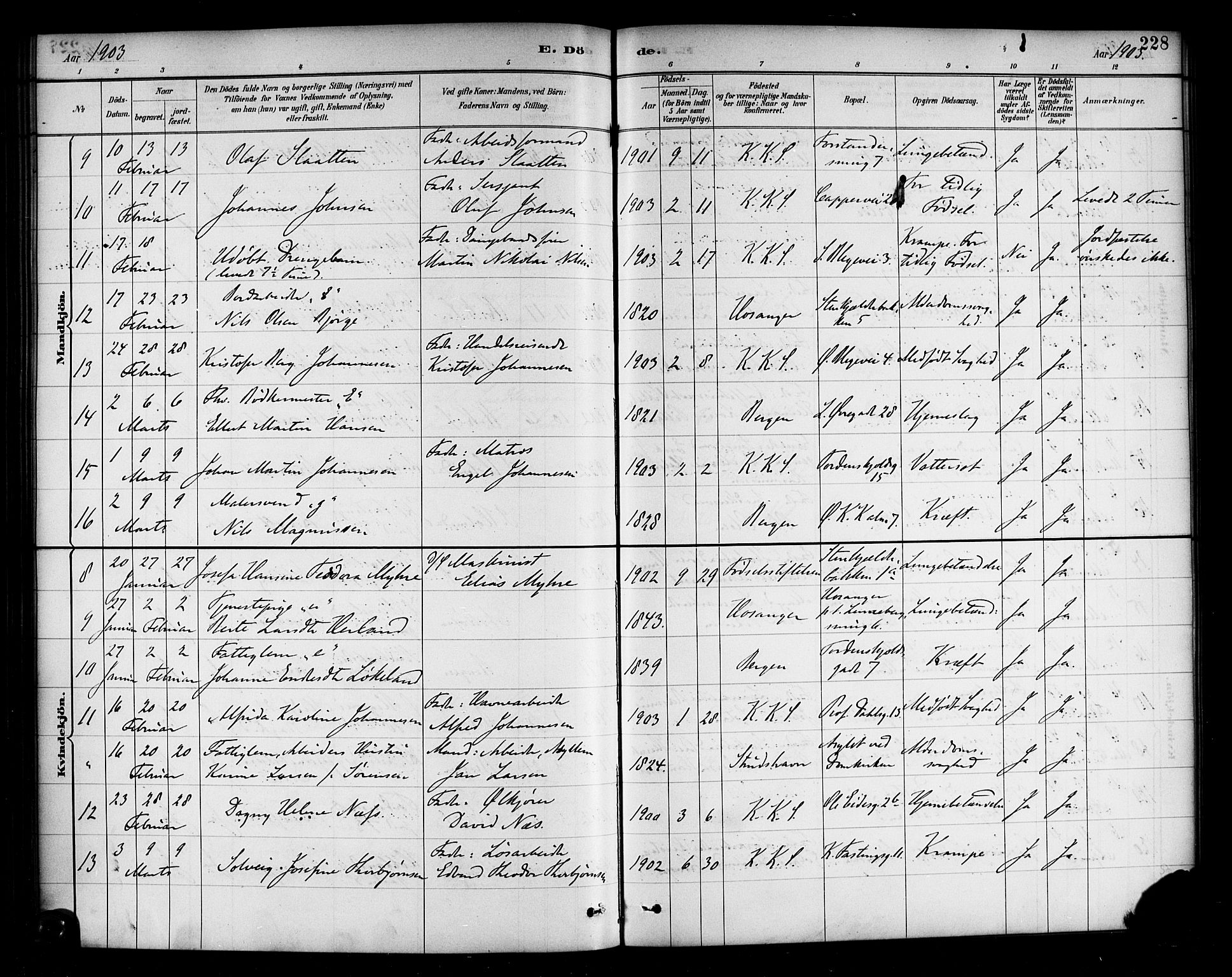 Korskirken sokneprestembete, AV/SAB-A-76101/H/Haa/L0047: Parish register (official) no. E 5, 1884-1910, p. 228