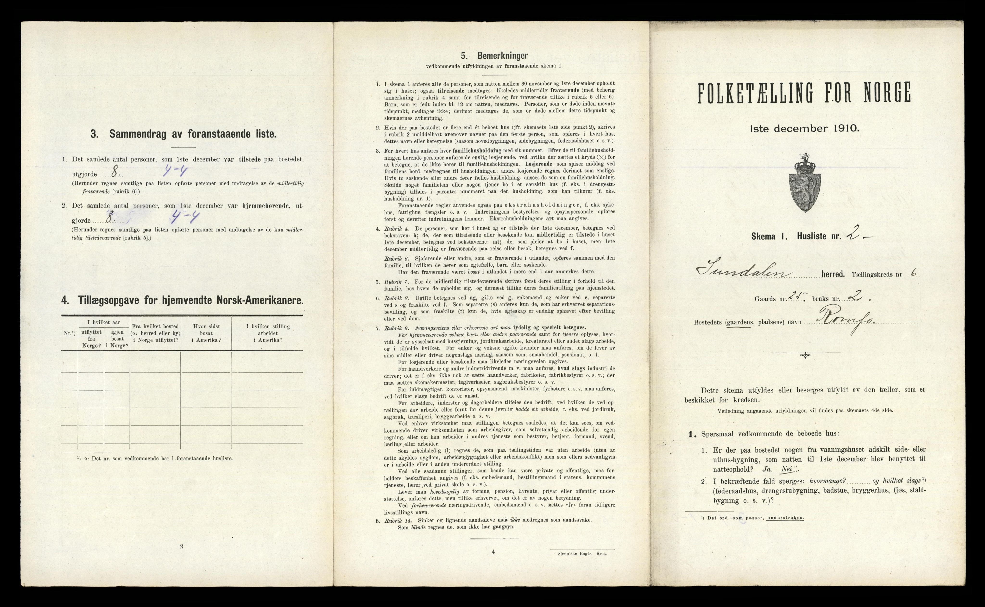 RA, 1910 census for Sunndal, 1910, p. 427