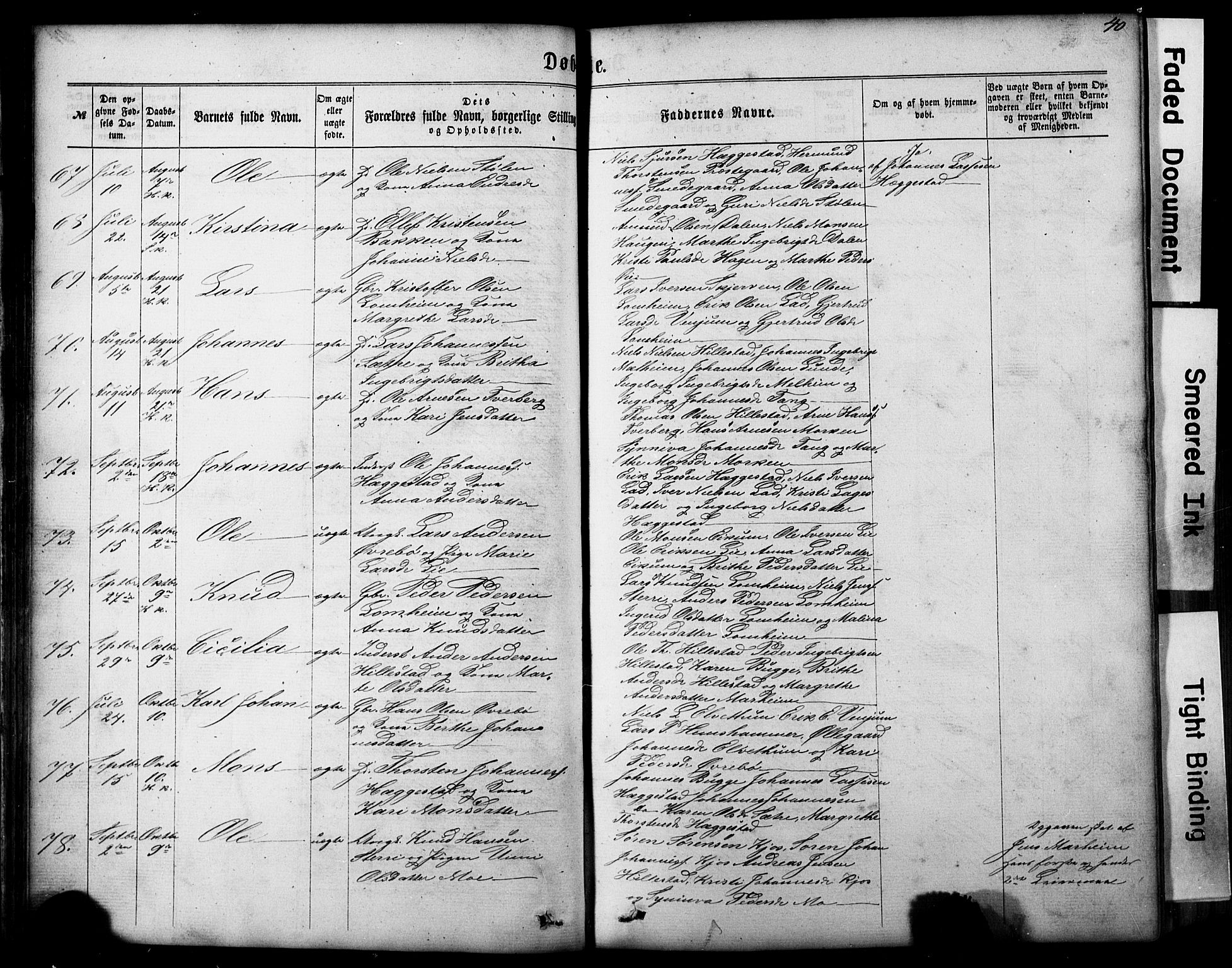 Hafslo sokneprestembete, AV/SAB-A-80301/H/Hab/Haba/L0001: Parish register (copy) no. A 1, 1866-1908, p. 40