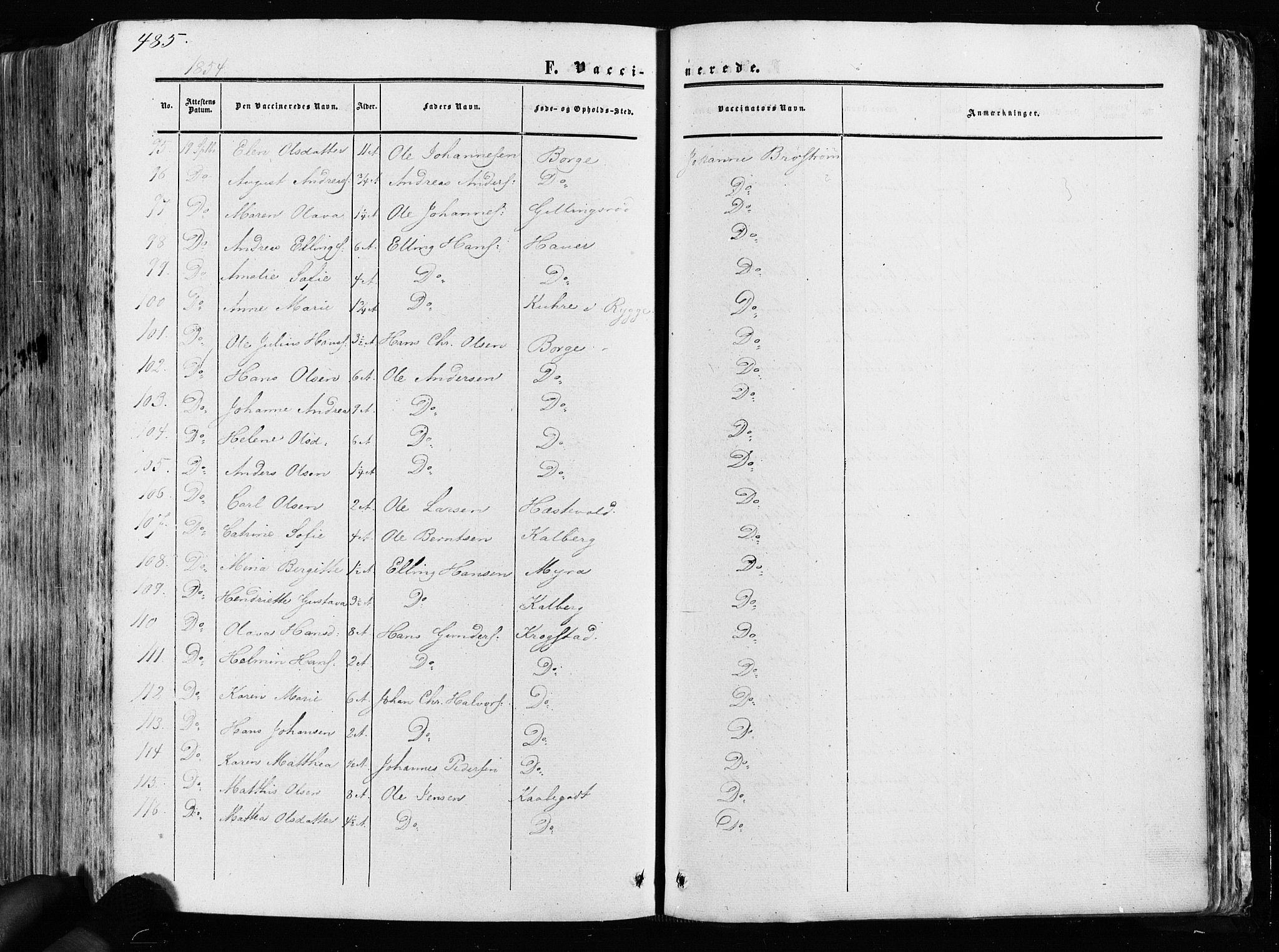 Råde prestekontor kirkebøker, AV/SAO-A-2009/F/Fa/L0006: Parish register (official) no. 6, 1854-1877, p. 485