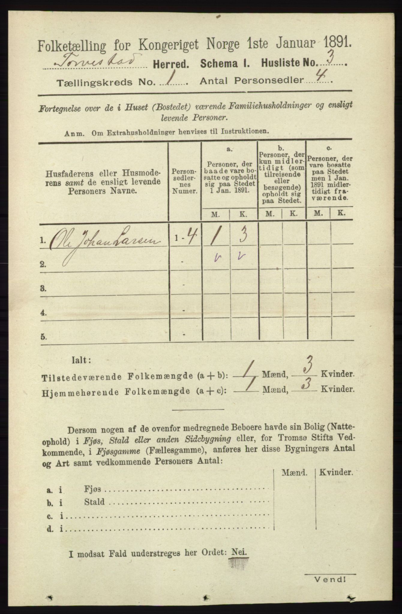 RA, 1891 census for 1152 Torvastad, 1891, p. 20