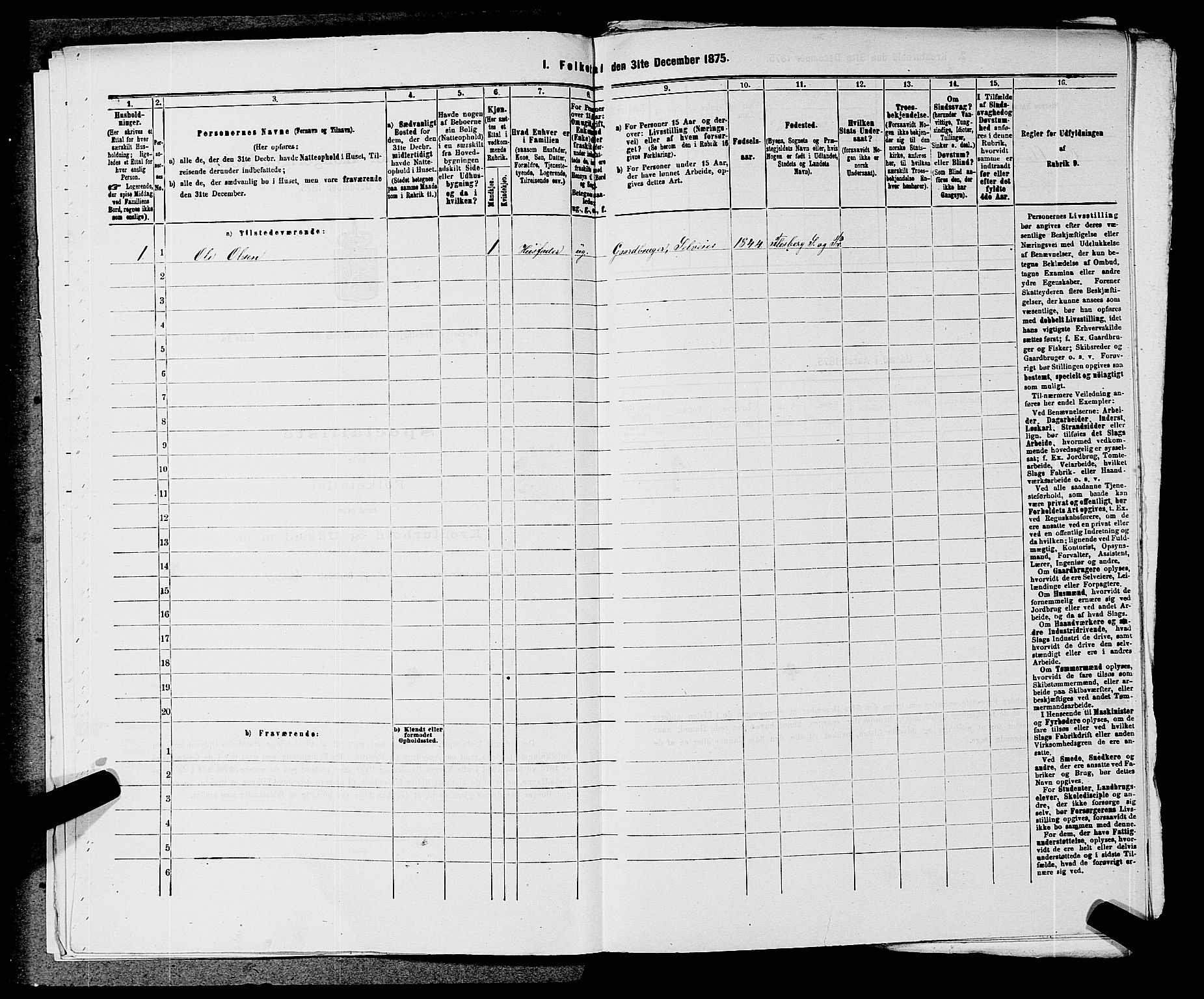 SAKO, 1875 census for 0631P Flesberg, 1875, p. 469