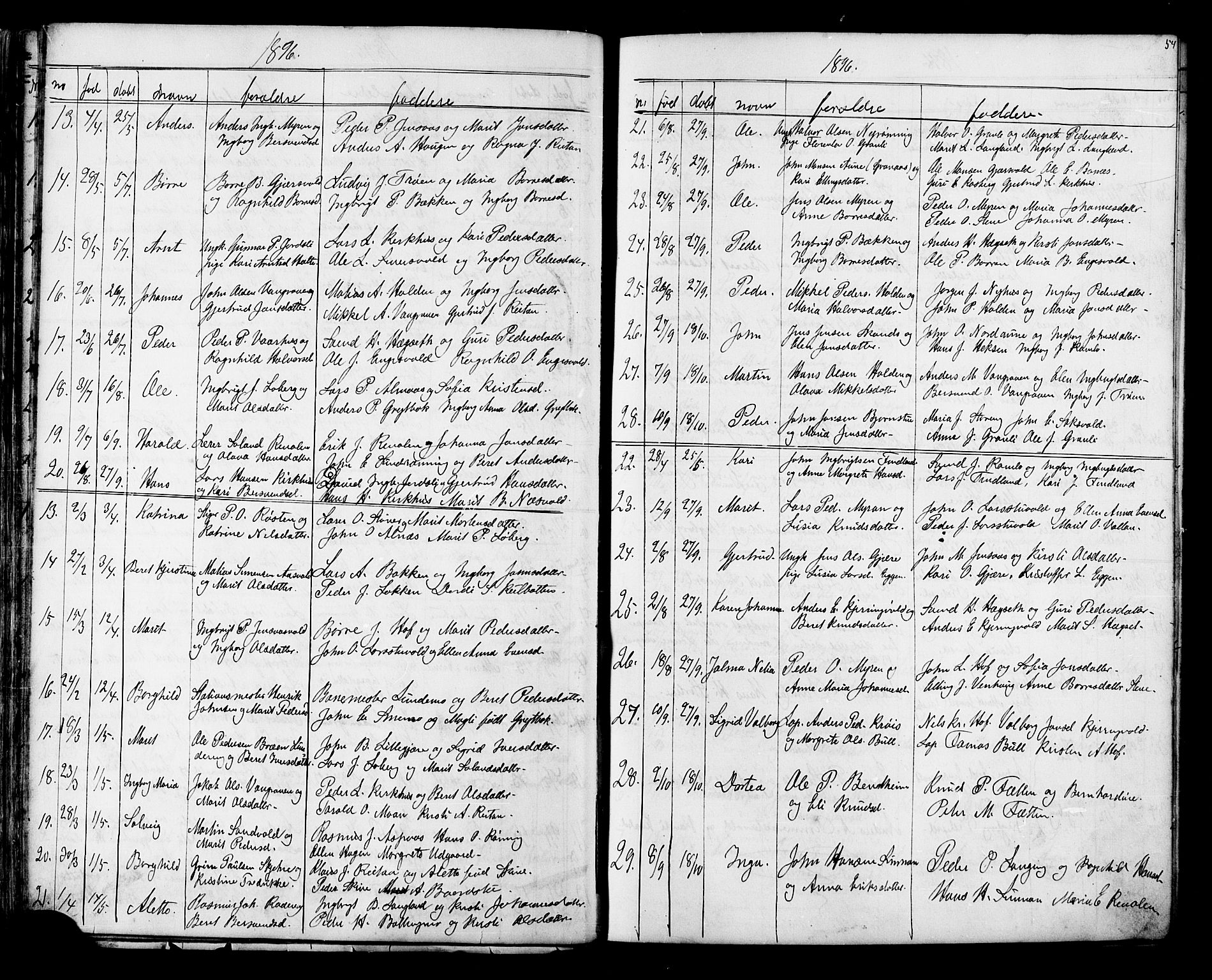 Ministerialprotokoller, klokkerbøker og fødselsregistre - Sør-Trøndelag, SAT/A-1456/686/L0985: Parish register (copy) no. 686C01, 1871-1933, p. 54