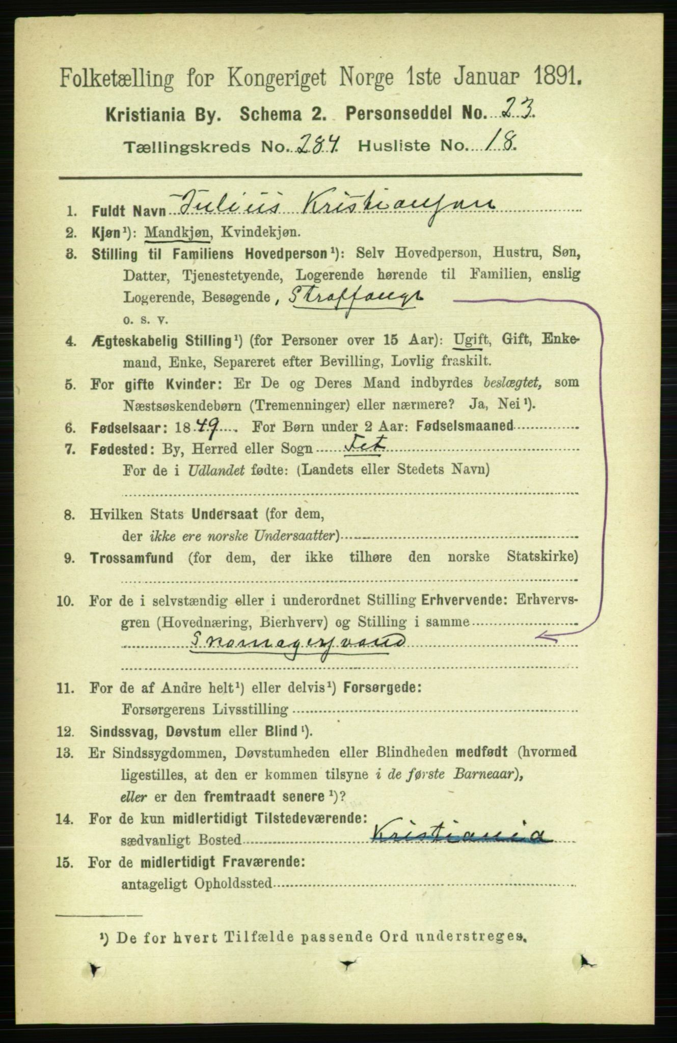 RA, 1891 census for 0301 Kristiania, 1891, p. 173851