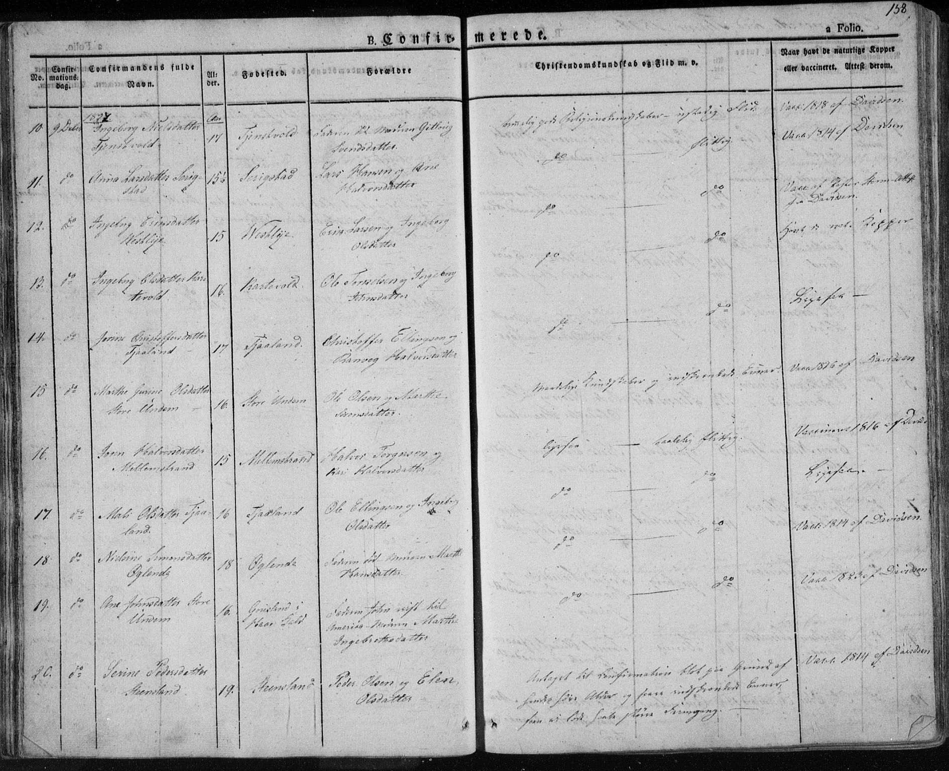 Lye sokneprestkontor, AV/SAST-A-101794/001/30BA/L0004: Parish register (official) no. A 4, 1826-1841, p. 158