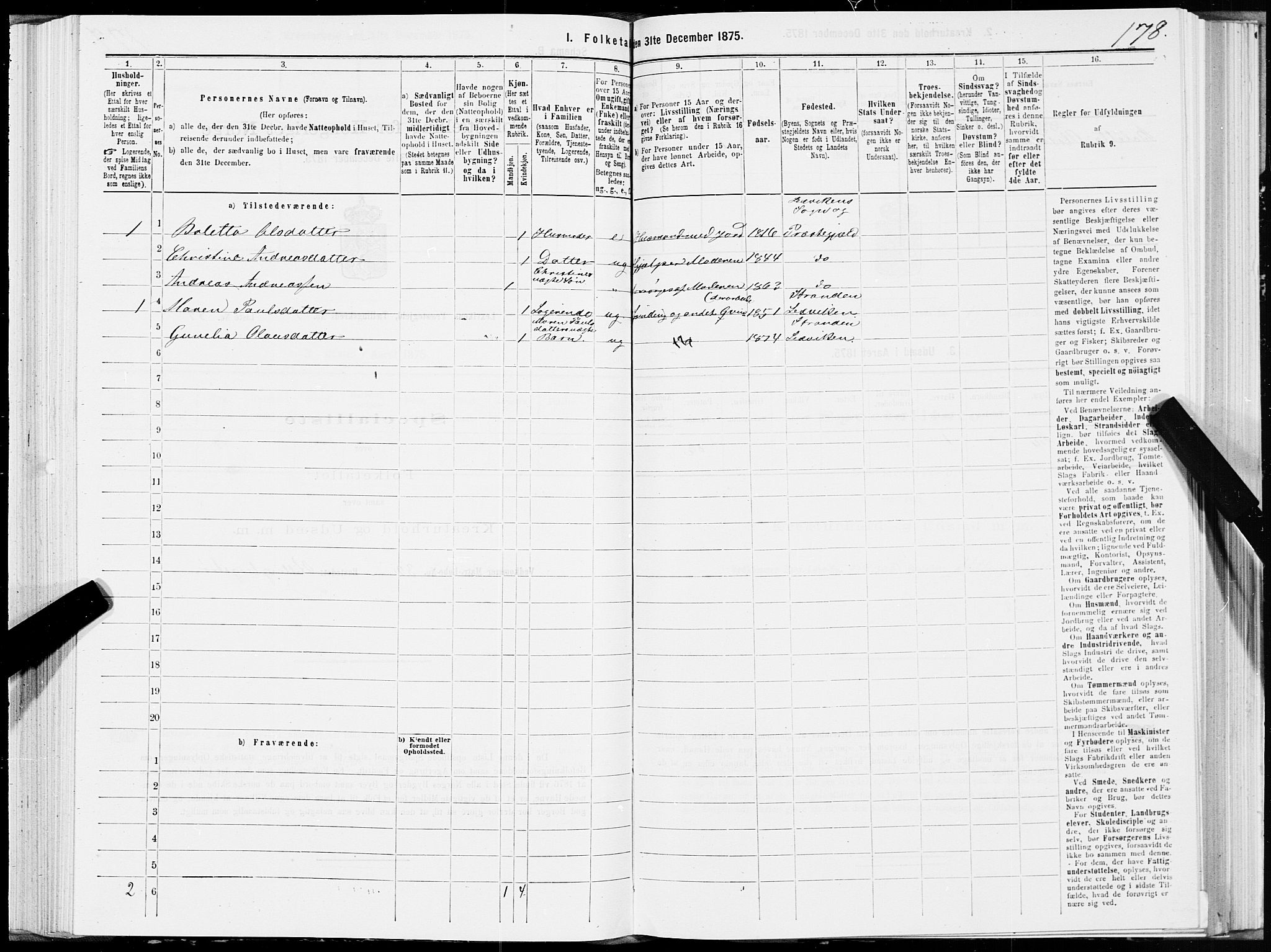 SAT, 1875 census for 1718P Leksvik, 1875, p. 1178