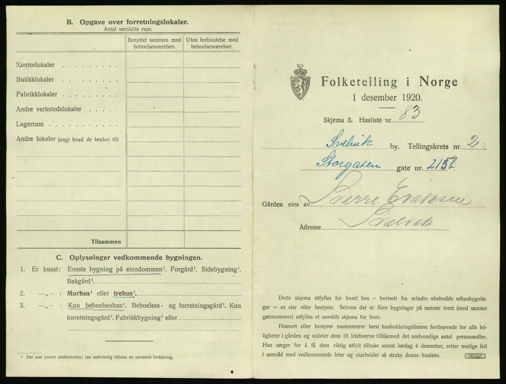 SAKO, 1920 census for Svelvik, 1920, p. 443