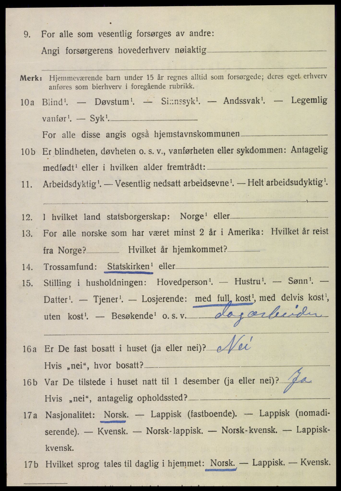 SAT, 1920 census for Stod, 1920, p. 2203