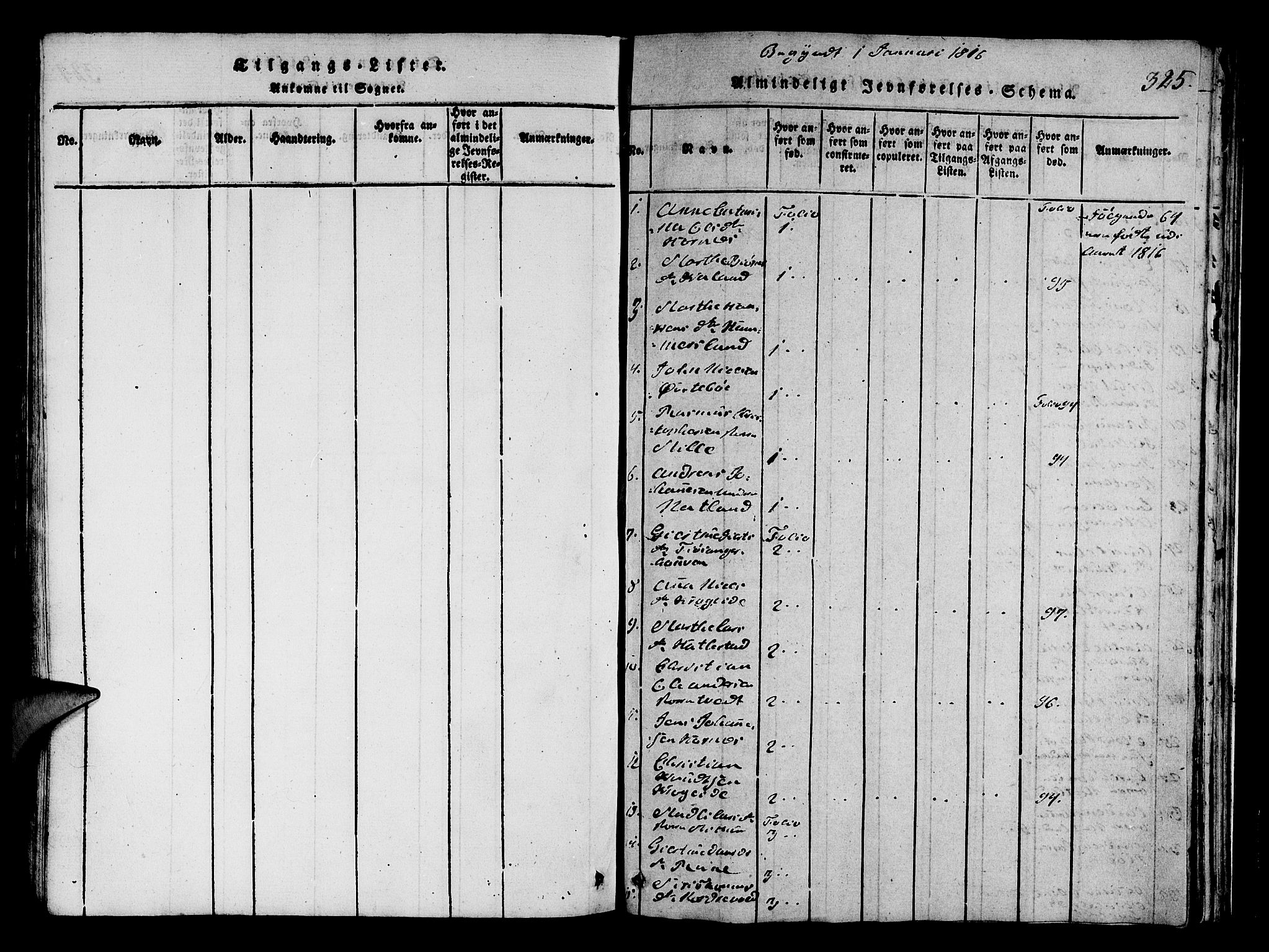 Fana Sokneprestembete, SAB/A-75101/H/Hab/Haba/L0001: Parish register (copy) no. A 1, 1816-1836, p. 325