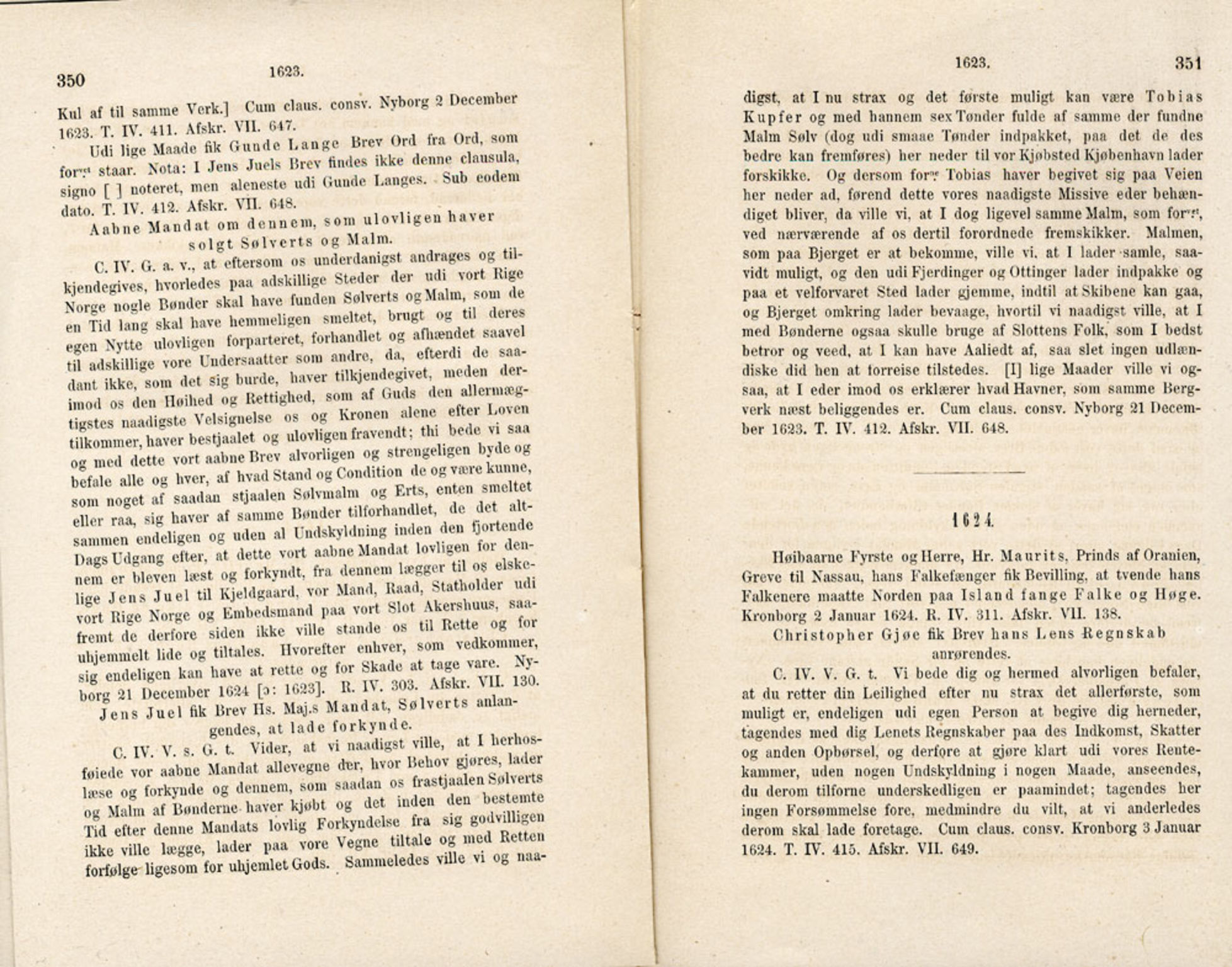 Publikasjoner utgitt av Det Norske Historiske Kildeskriftfond, PUBL/-/-/-: Norske Rigs-Registranter, bind 5, 1619-1627, p. 350-351