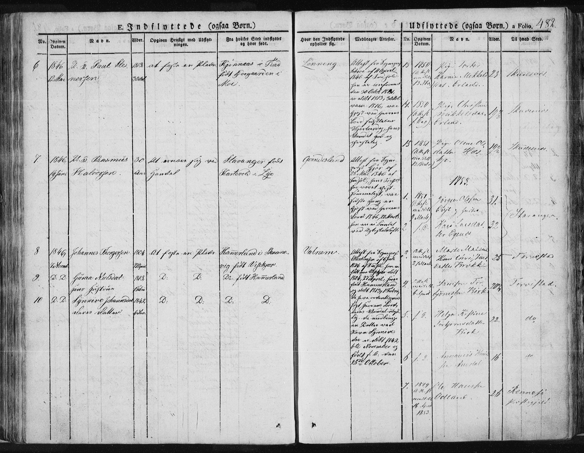 Tysvær sokneprestkontor, AV/SAST-A -101864/H/Ha/Haa/L0001: Parish register (official) no. A 1.2, 1831-1856, p. 482