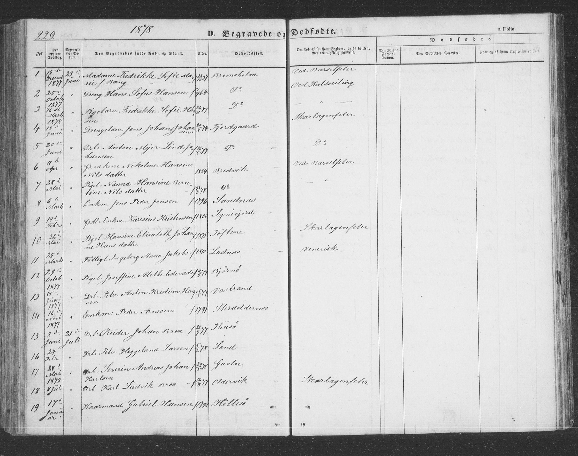 Lenvik sokneprestembete, AV/SATØ-S-1310/H/Ha/Hab/L0020klokker: Parish register (copy) no. 20, 1855-1883, p. 229