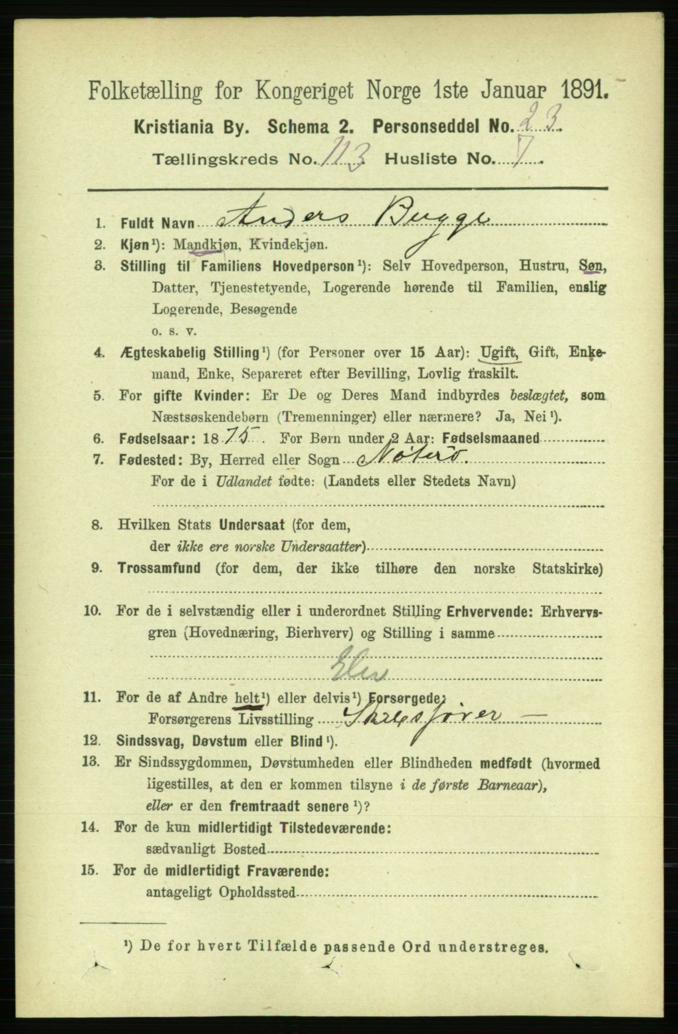 RA, 1891 census for 0301 Kristiania, 1891, p. 60099