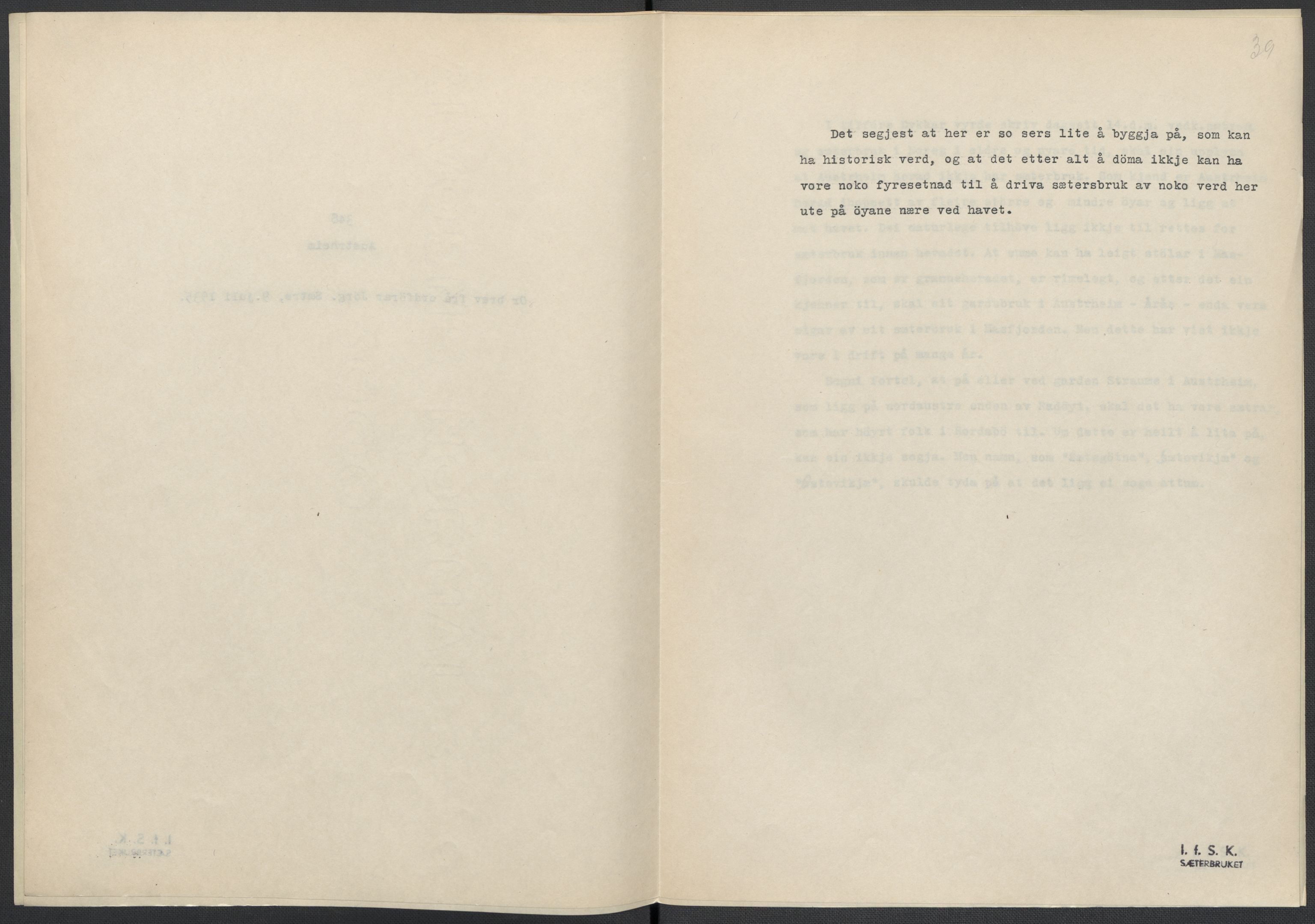 Instituttet for sammenlignende kulturforskning, AV/RA-PA-0424/F/Fc/L0010/0002: Eske B10: / Hordaland (perm XXVI), 1932-1935, p. 39