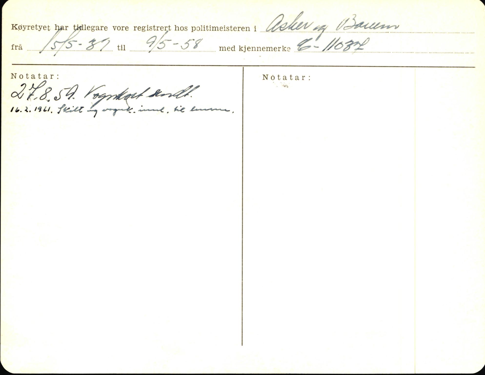 Statens vegvesen, Sogn og Fjordane vegkontor, AV/SAB-A-5301/4/F/L0006: Registerkort utmeldte Fjordane S8300-9500, 1930-1961, p. 174