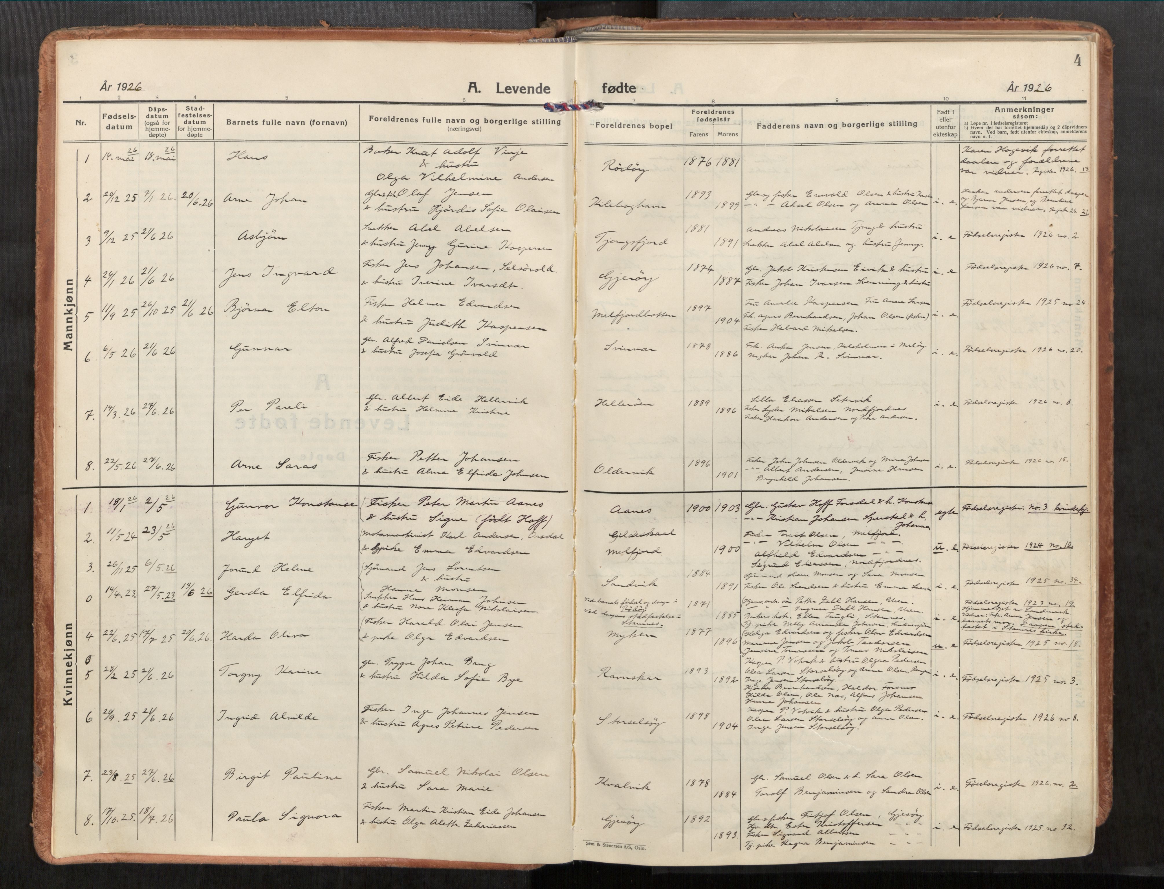 Rødøy sokneprestkontor, AV/SAT-A-4397/2/H/Ha/Haa/L0001: Parish register (official) no. 1, 1926-1941, p. 4