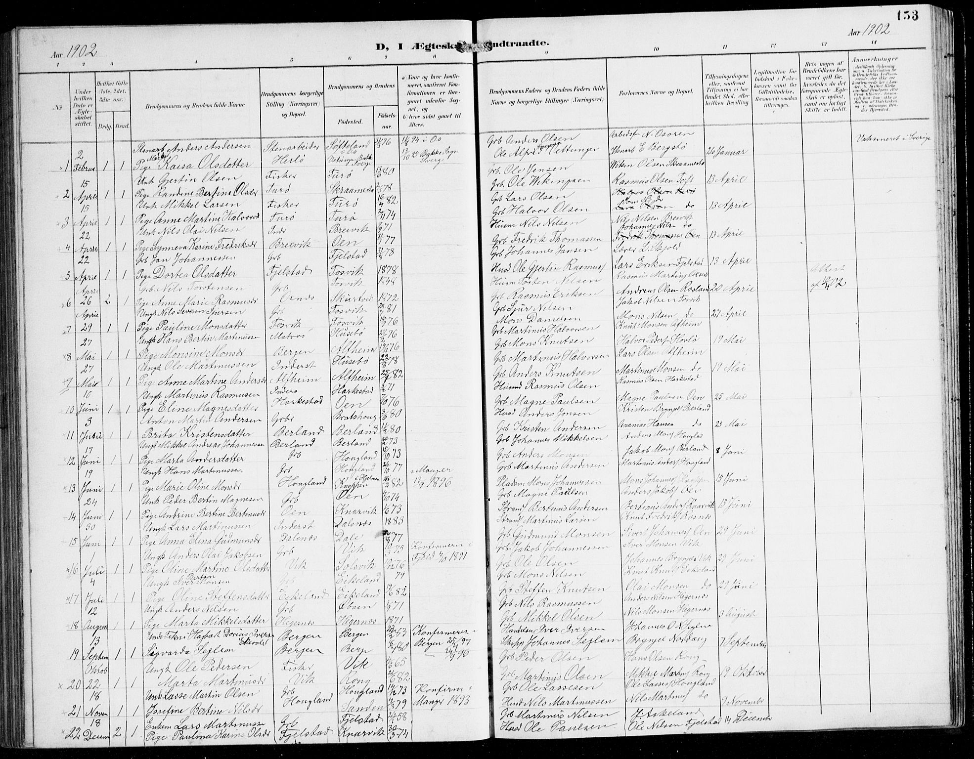 Herdla Sokneprestembete, SAB/A-75701/H/Hab: Parish register (copy) no. C 1, 1900-1913, p. 153