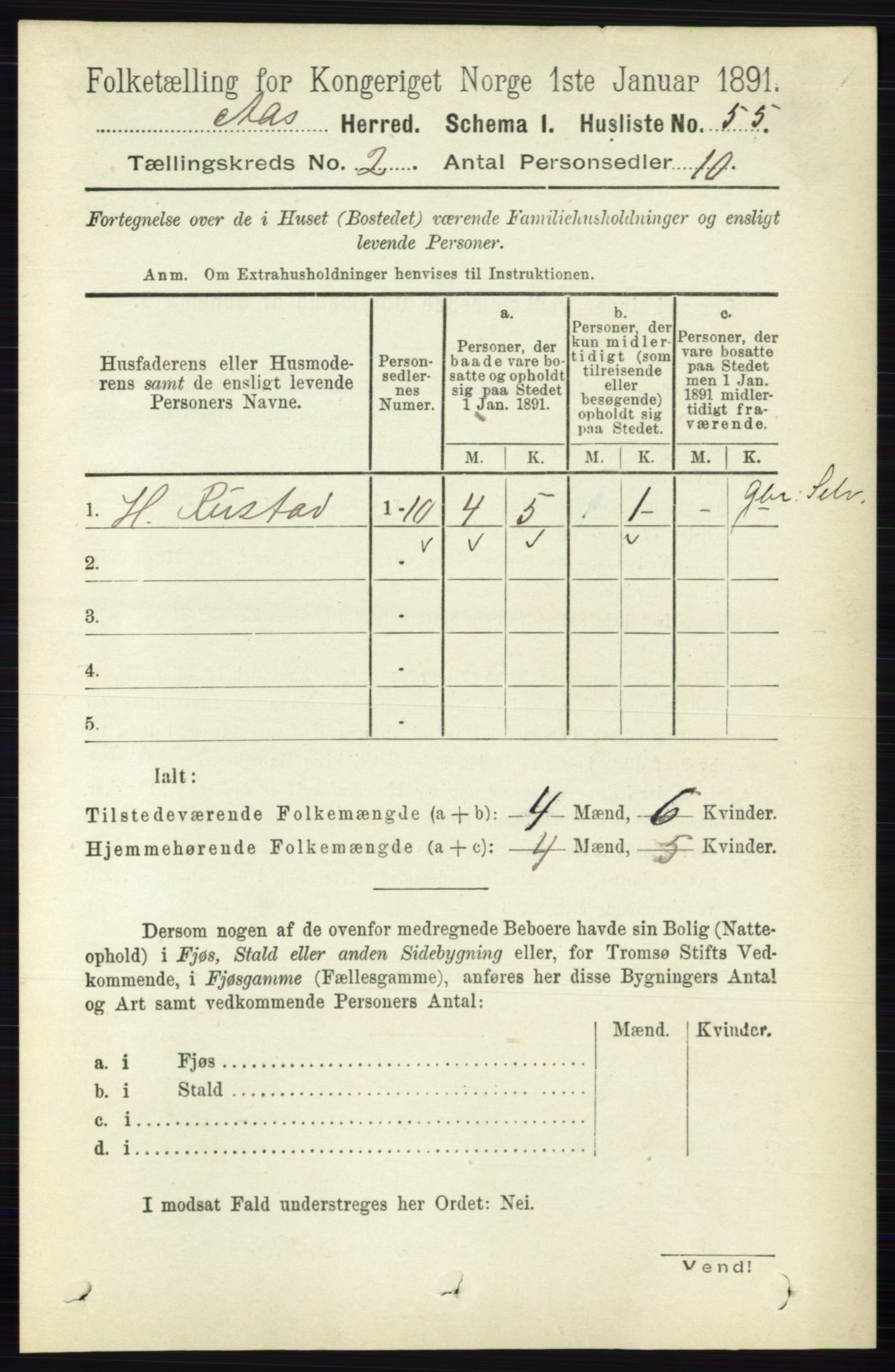 RA, 1891 census for 0214 Ås, 1891, p. 1557