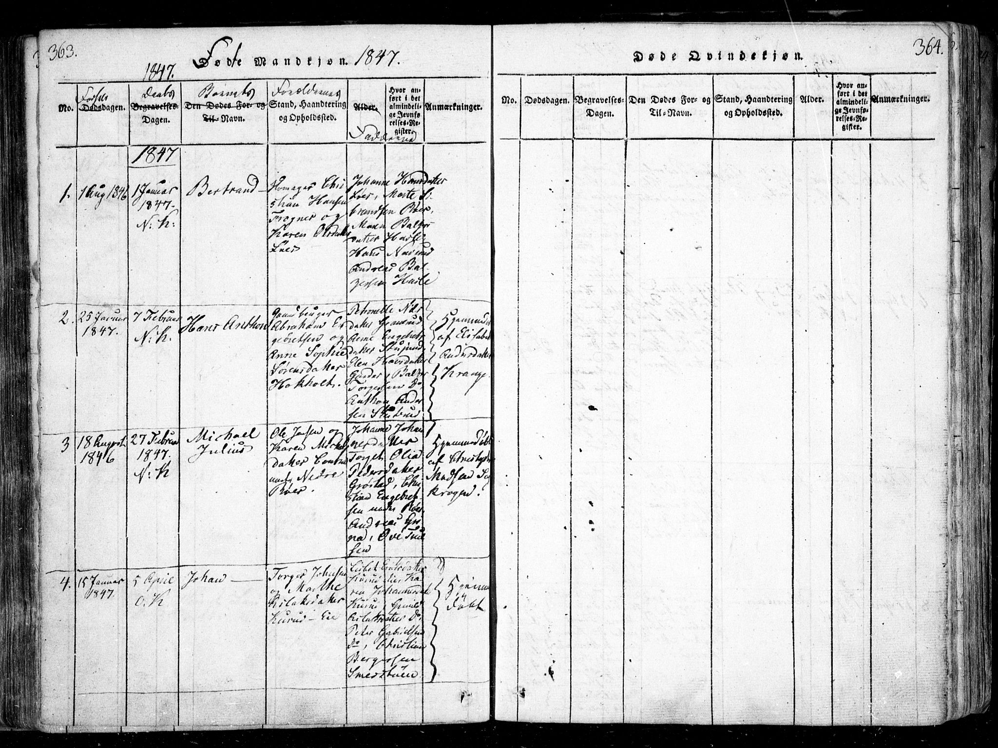 Nesodden prestekontor Kirkebøker, SAO/A-10013/F/Fa/L0006: Parish register (official) no. I 6, 1814-1847, p. 363-364