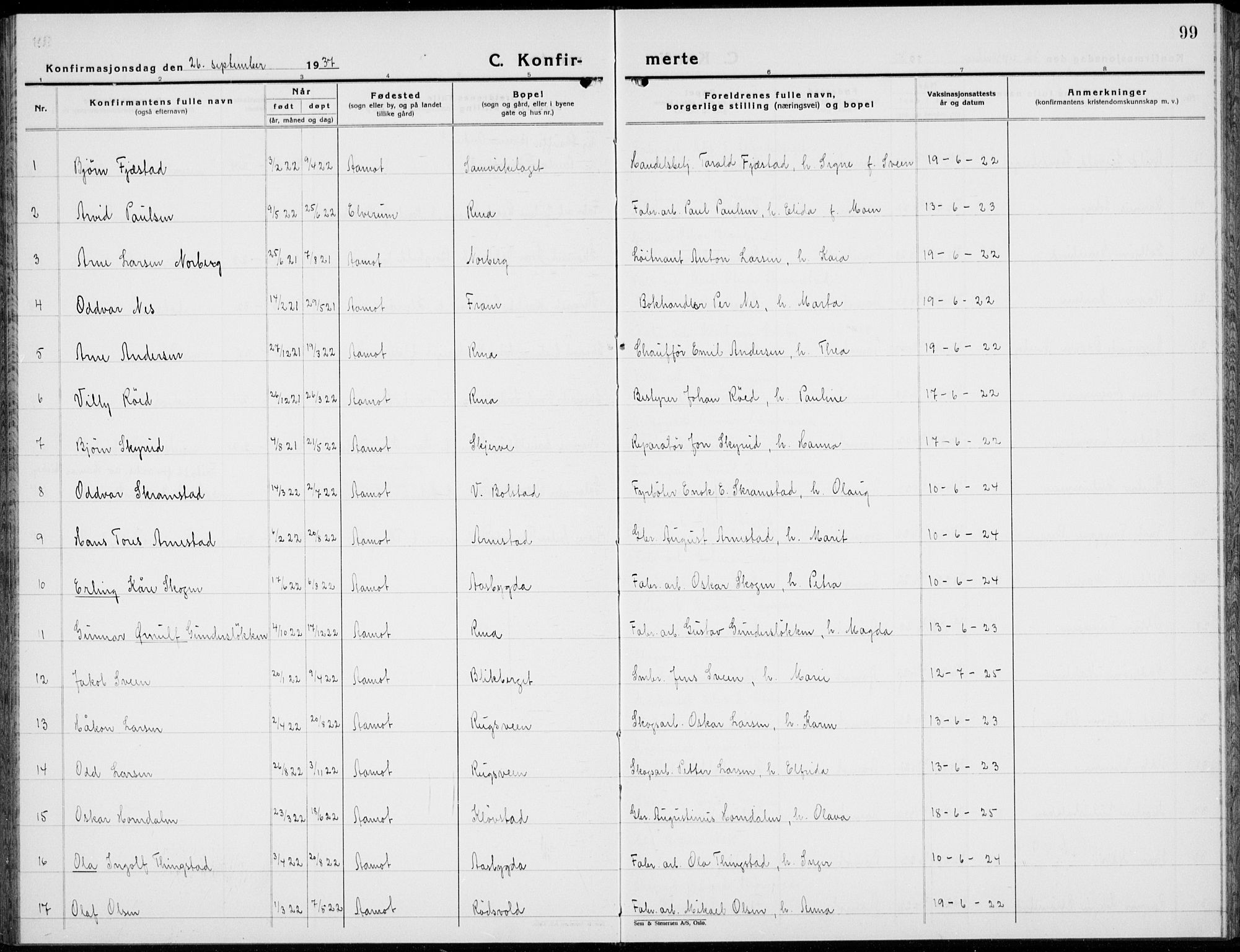 Åmot prestekontor, Hedmark, AV/SAH-PREST-056/H/Ha/Hab/L0006: Parish register (copy) no. 6, 1930-1937, p. 99